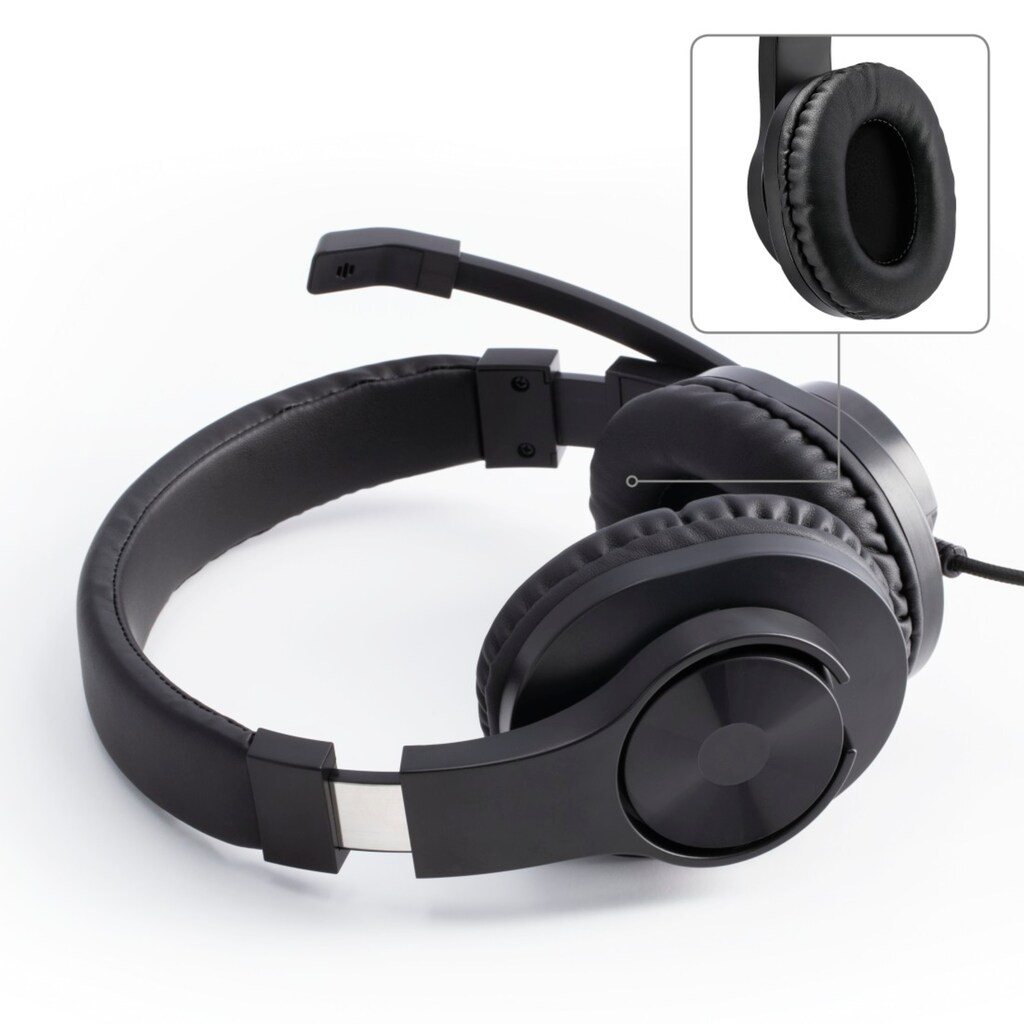 Hama PC-Headset »PC Office Headset, Stereo, Klinke, Aux, 2 m Schwarz«, Stummschaltung