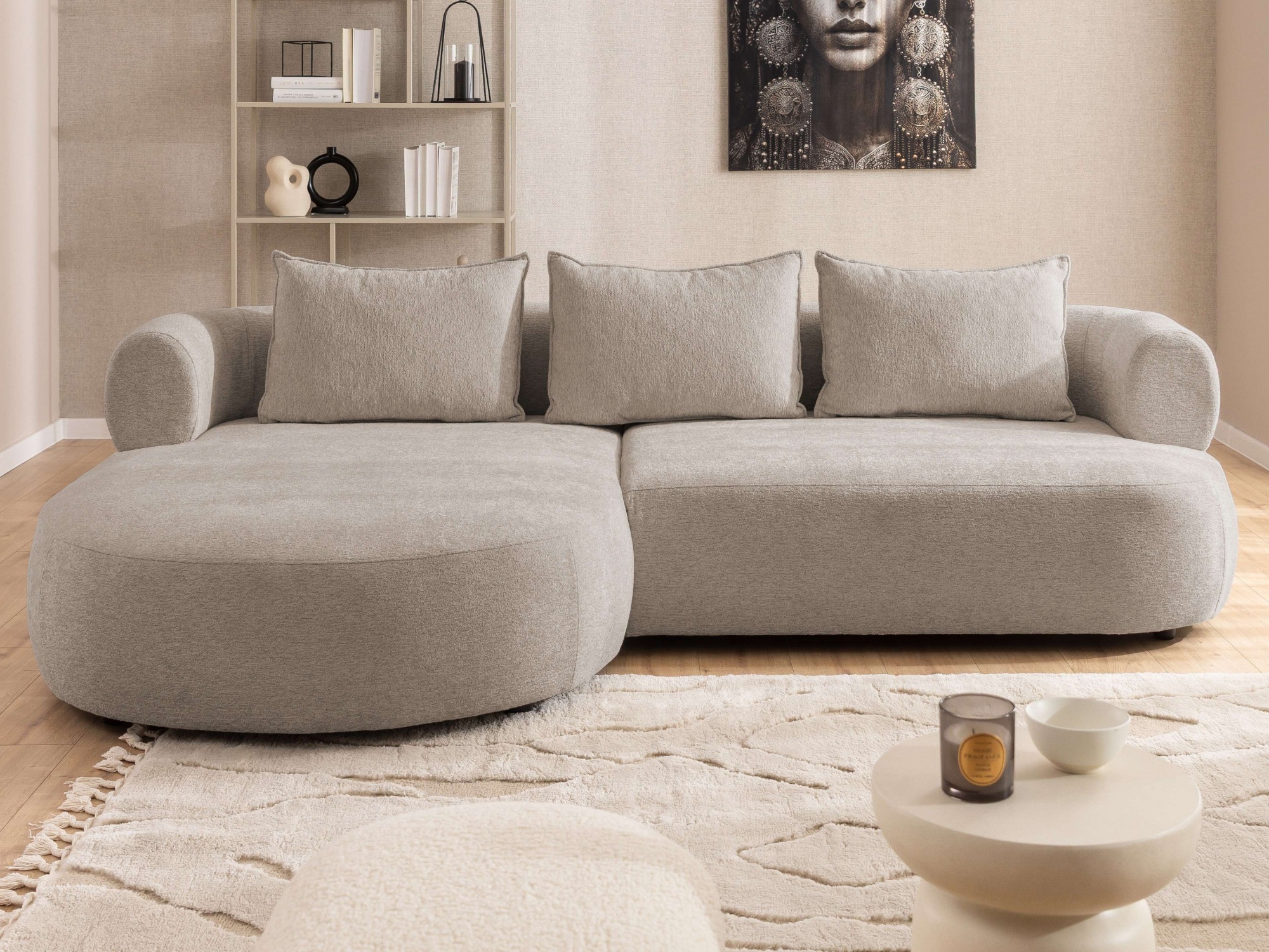 Home affaire Ecksofa »LUSSAC L-Form Design-Sofa mit Zierkissen, Maße B/T/H: günstig online kaufen