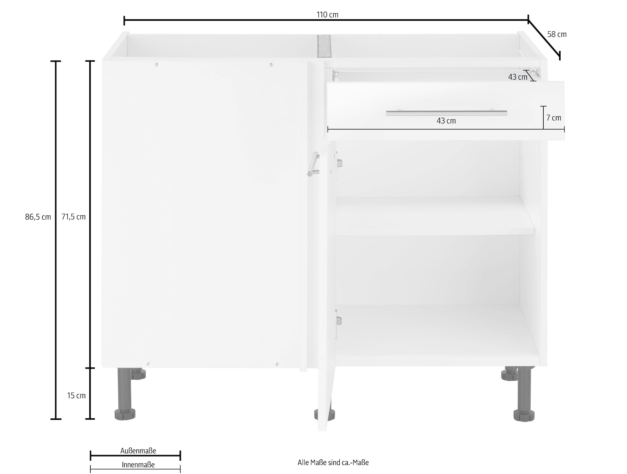wiho Küchen Eckunterschrank »Ela«, mit Metallgriffen