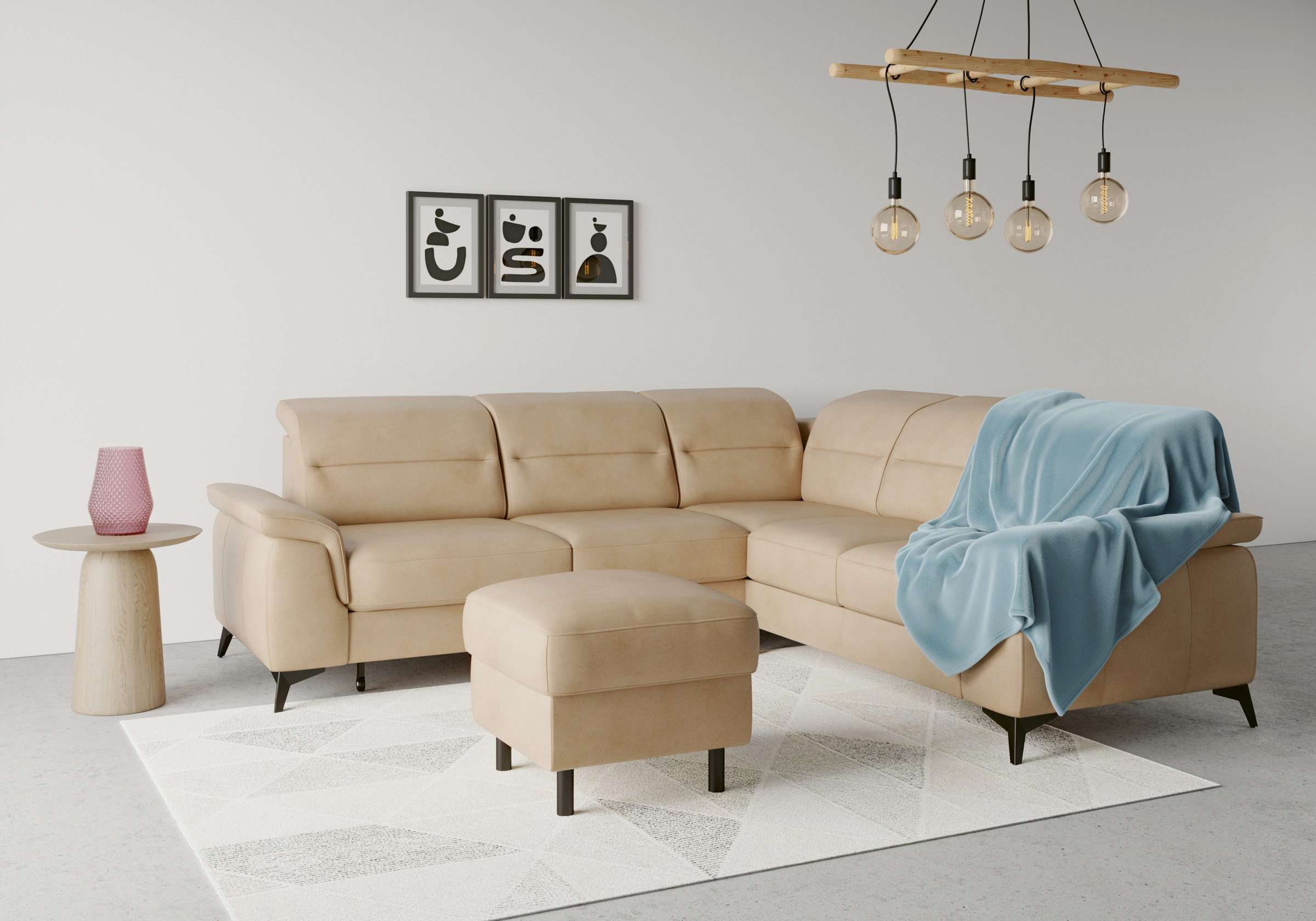 sit&more Ecksofa »Sinatra L-Form«, optinal mit Kopfteilverstellung und Armteilfunktion, Metallfüße