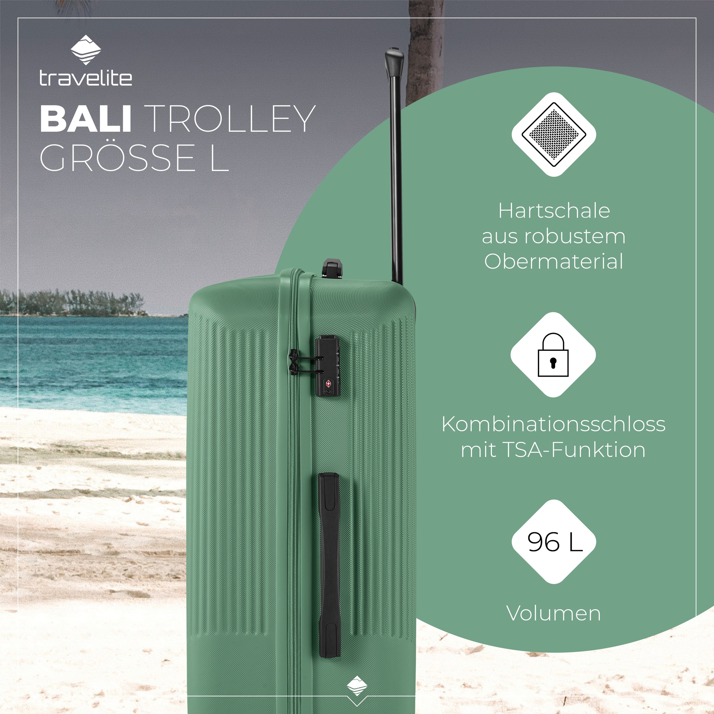 travelite Hartschalen-Trolley »BALI, in verschiedenen Größen und Farben«, 4 Rollen, Hartschallenkoffer Reisegepäck Reisekoffer TSA Schloss