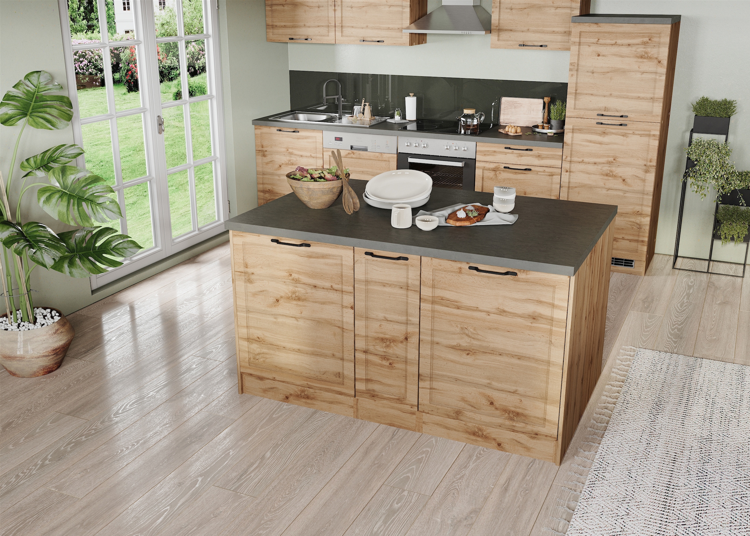 KOCHSTATION Kücheninsel »KS-Lani, Breite 153 cm, mit Flaschenregal« MDF-Fro günstig online kaufen