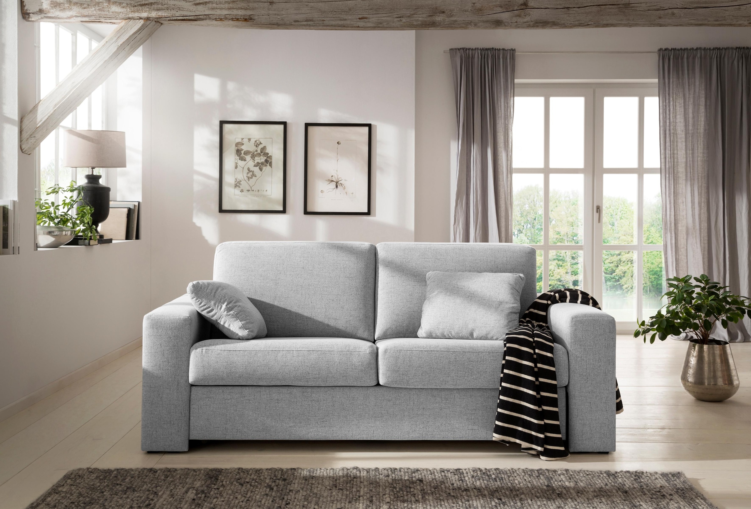 Home affaire Schlafsofa »Roma Matratzenhöhe 14 cm«, Dauerschlaffunktion, mit Unterfederung, Lattenrost, Matratze