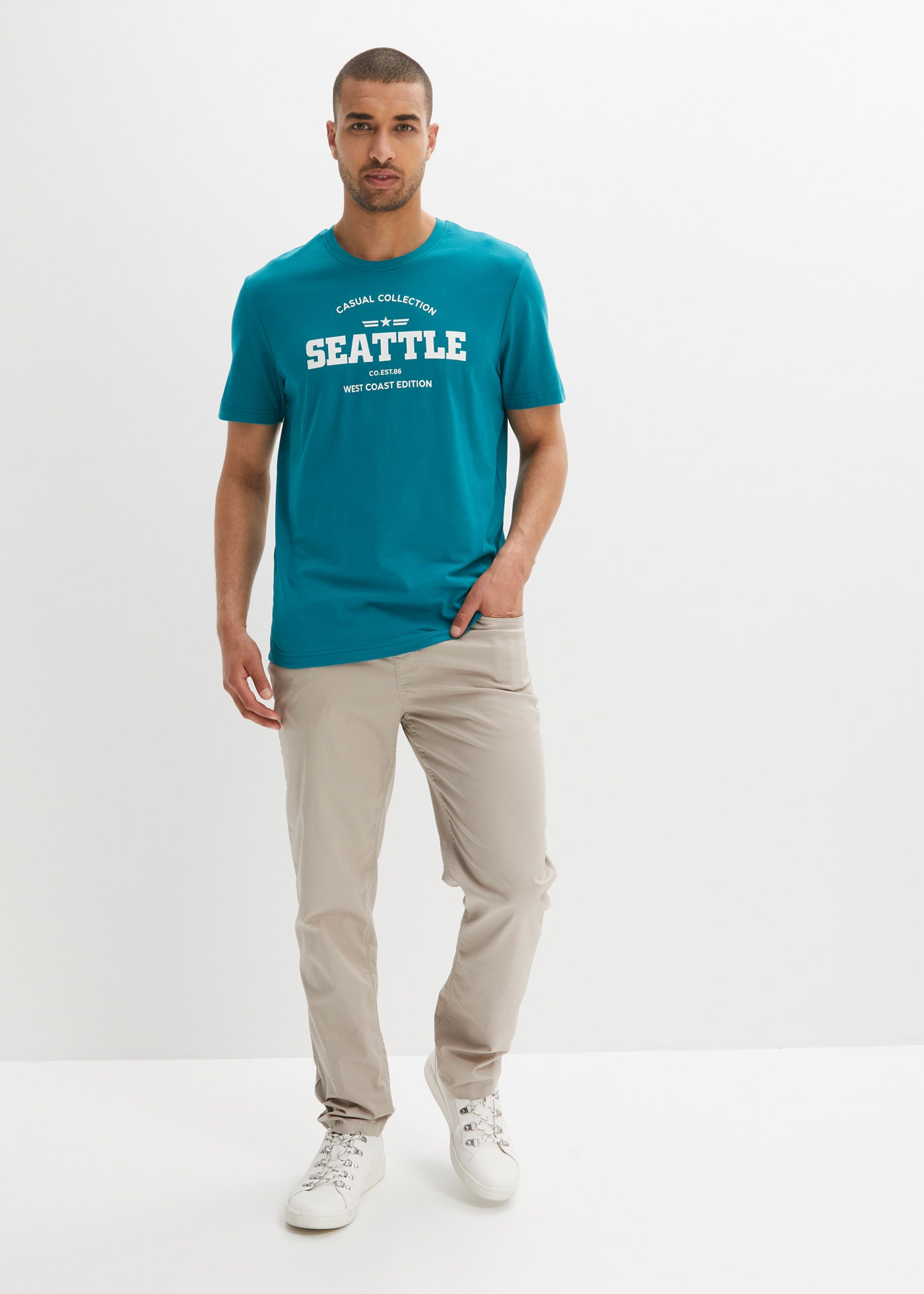 bonprix T-Shirt Packung, 2 Regular Fit Passform, Kurzarm-Design, aus Baumwolle