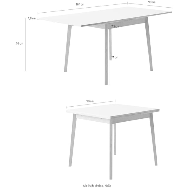 Hammel Furniture Esstisch »Basic by Hammel Single«, 90(164)x90 cm,  Tischplatte aus Melamin, Gestell aus Massivholz auf Rechnung bestellen