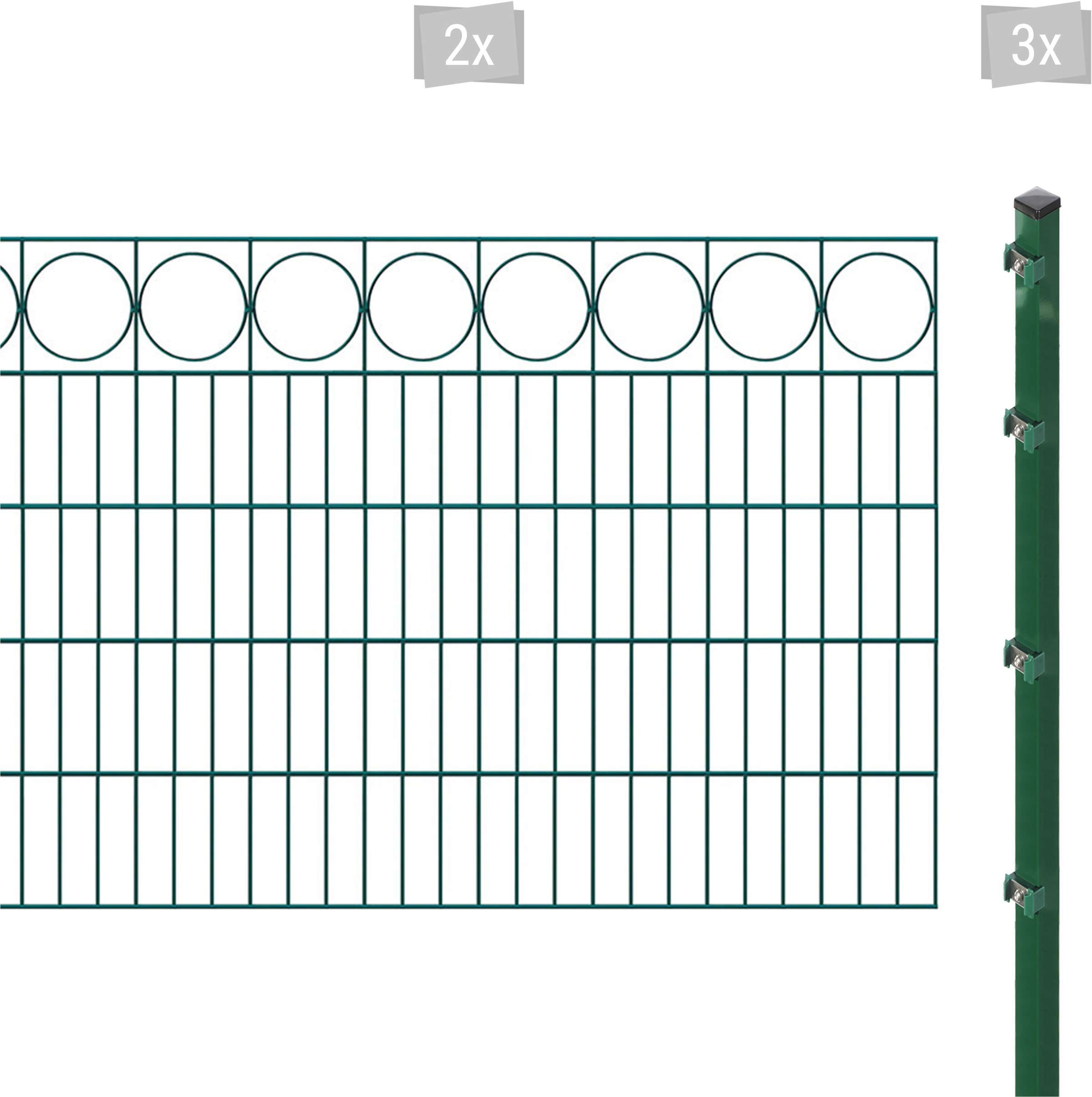 ARVOTEC Doppelstabmattenzaun »ESSENTIAL 100 zum Einbetonieren "Ring" mit Zierleiste« Zaunhöhe 100 cm, Zaunlänge 2 - 60 m dunkelgrün