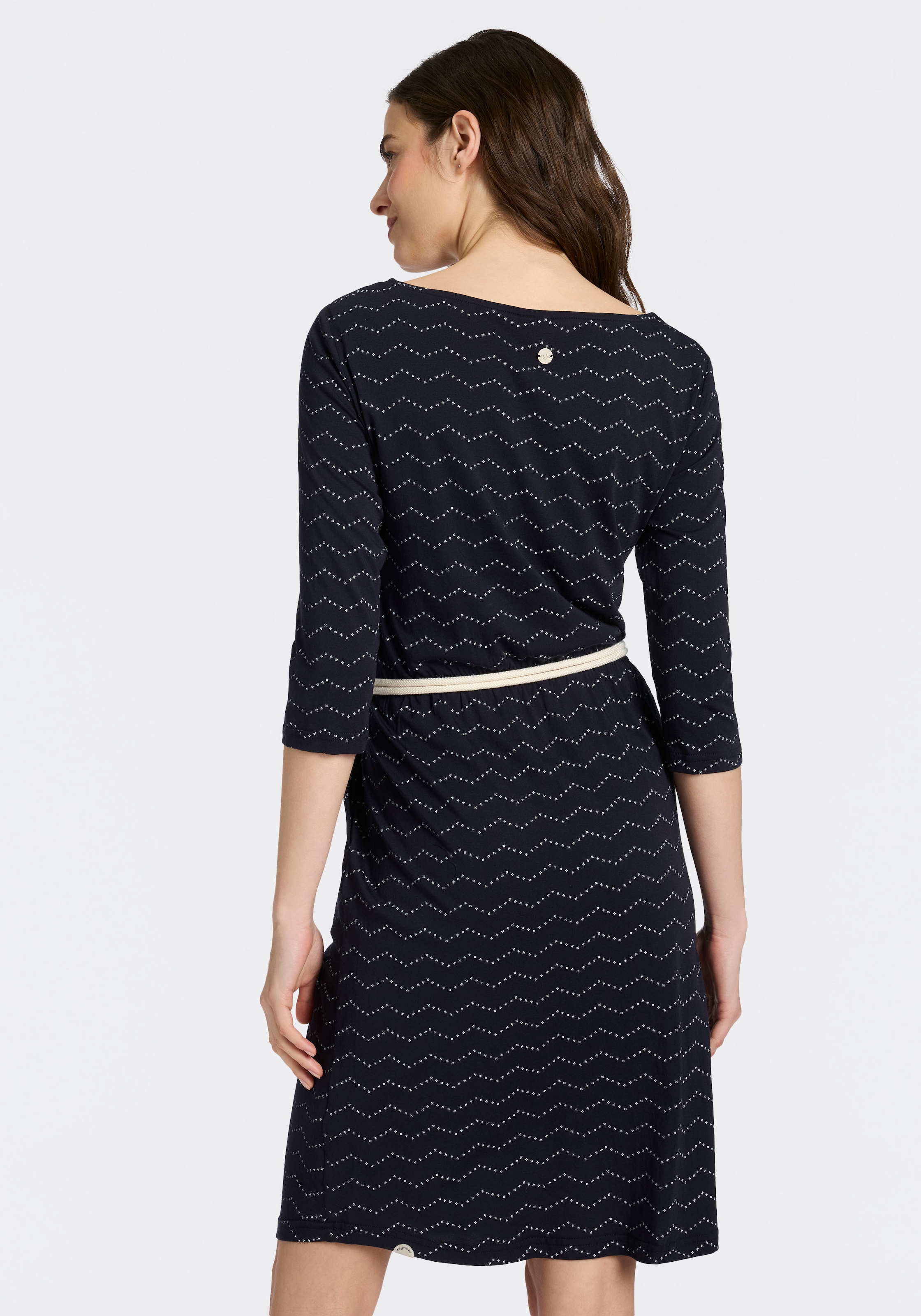 Ragwear Jerseykleid »LILITHA ZIG ZAG O« mit Taillen-Bindegürtel