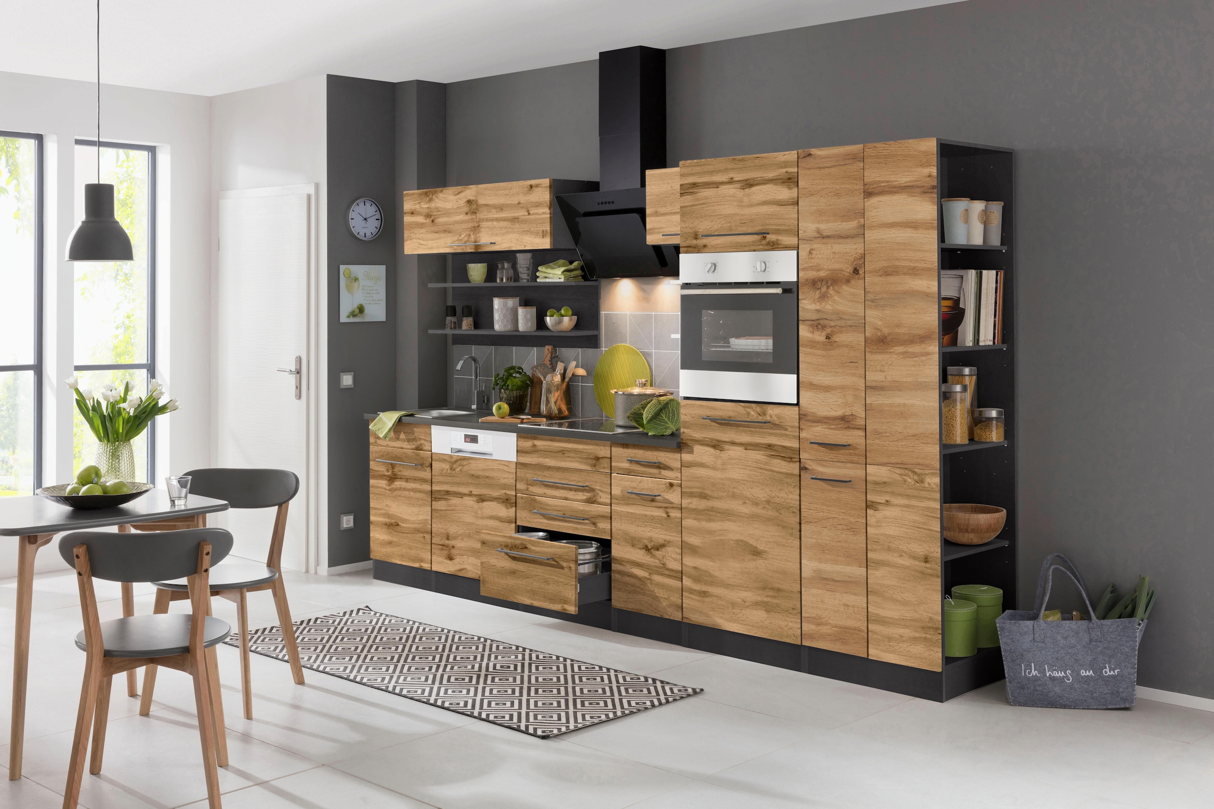 KOCHSTATION Anbauregal »KS-Tulsa«, 30 cm breit, 200 cm hoch, mit 5 Fächern, MDF Front