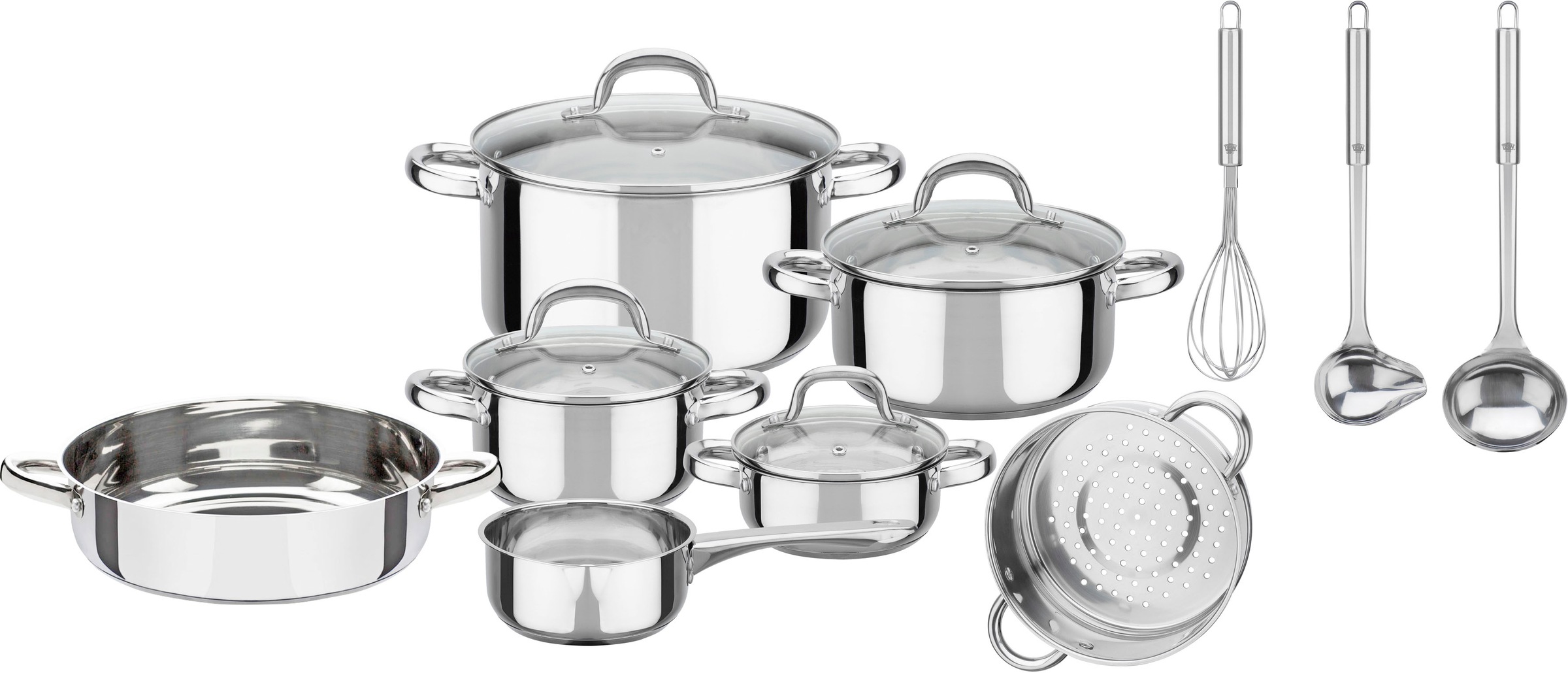 GSW Topf-Set »Montreal«, Edelstahl, (Set, 14 tlg., Kochtopf 14/16/20/24 cm, günstig online kaufen