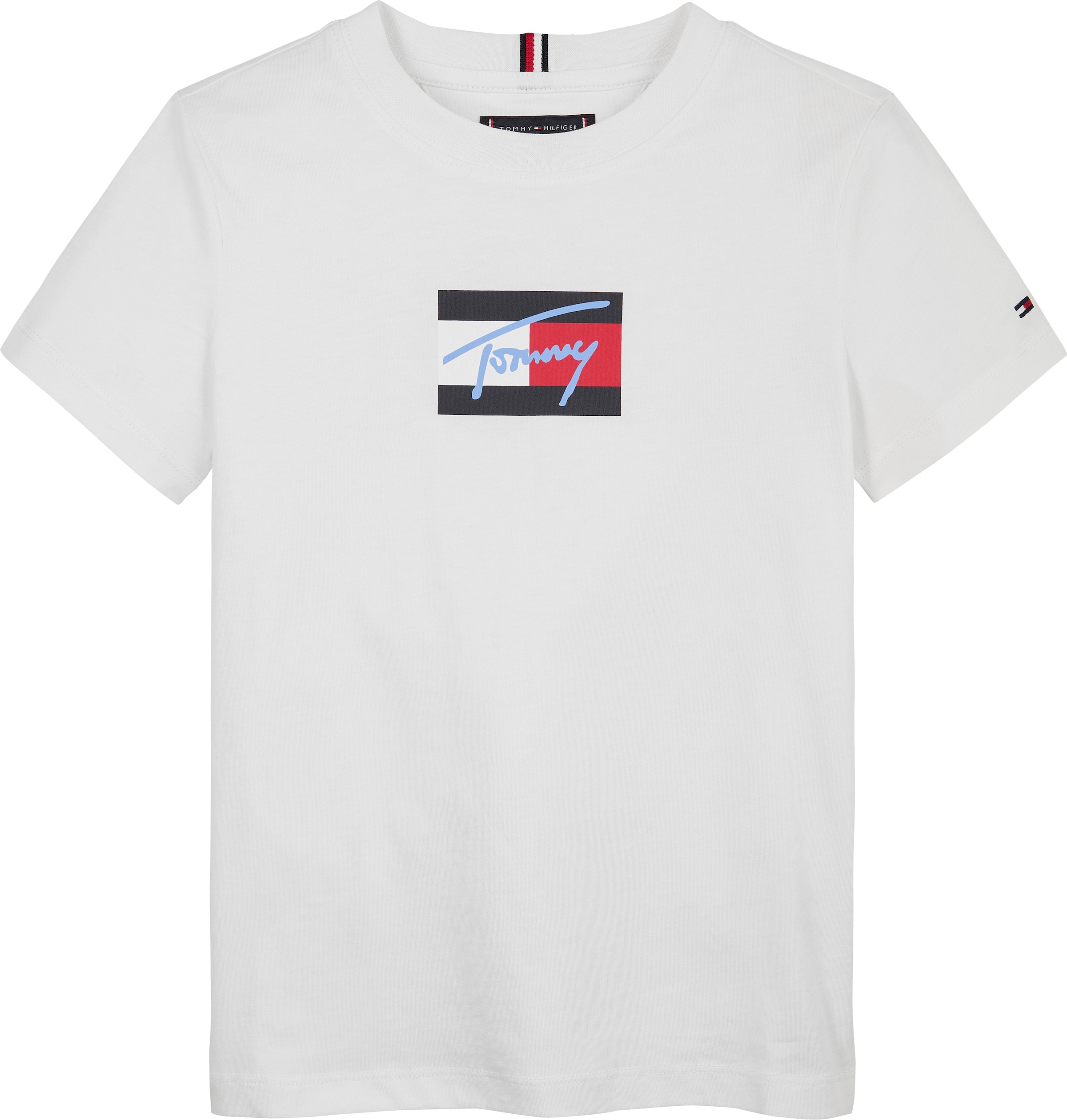 Tommy Hilfiger T-Shirt »TOMMY SCRIPT FLAG PRINT TEE SS«, für Kinder bis 16 Jahre, mit Logo-Print