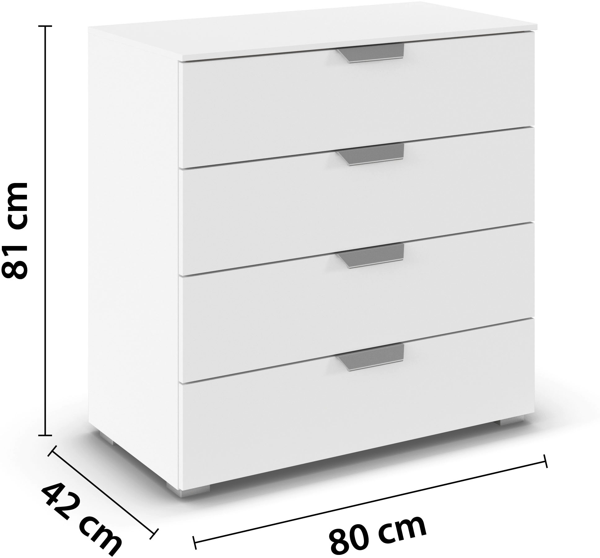 rauch Schubkastenkommode »Sideboard Schubladenkommode ORIAS mit Dekor- oder Hochglanzfront«, (Breite 80 cm inkl. Soft-Close-Funktion), vier große und geräumige Schubladen mit viel Stauraum MADE IN GERMANY