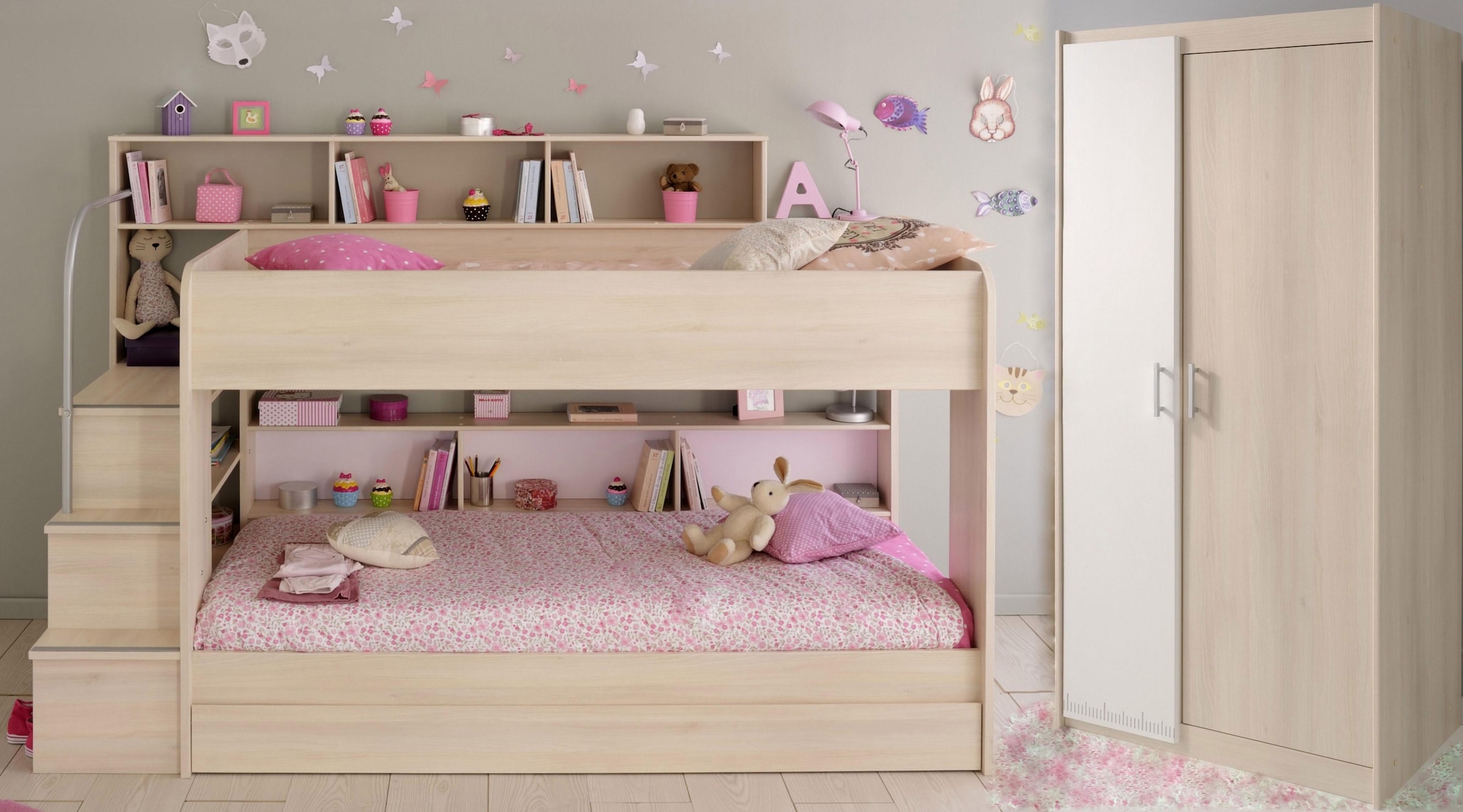 Parisot Jugendzimmer-Set »Bibop«, (Set, 2 St., Etagenbett, Schrank)