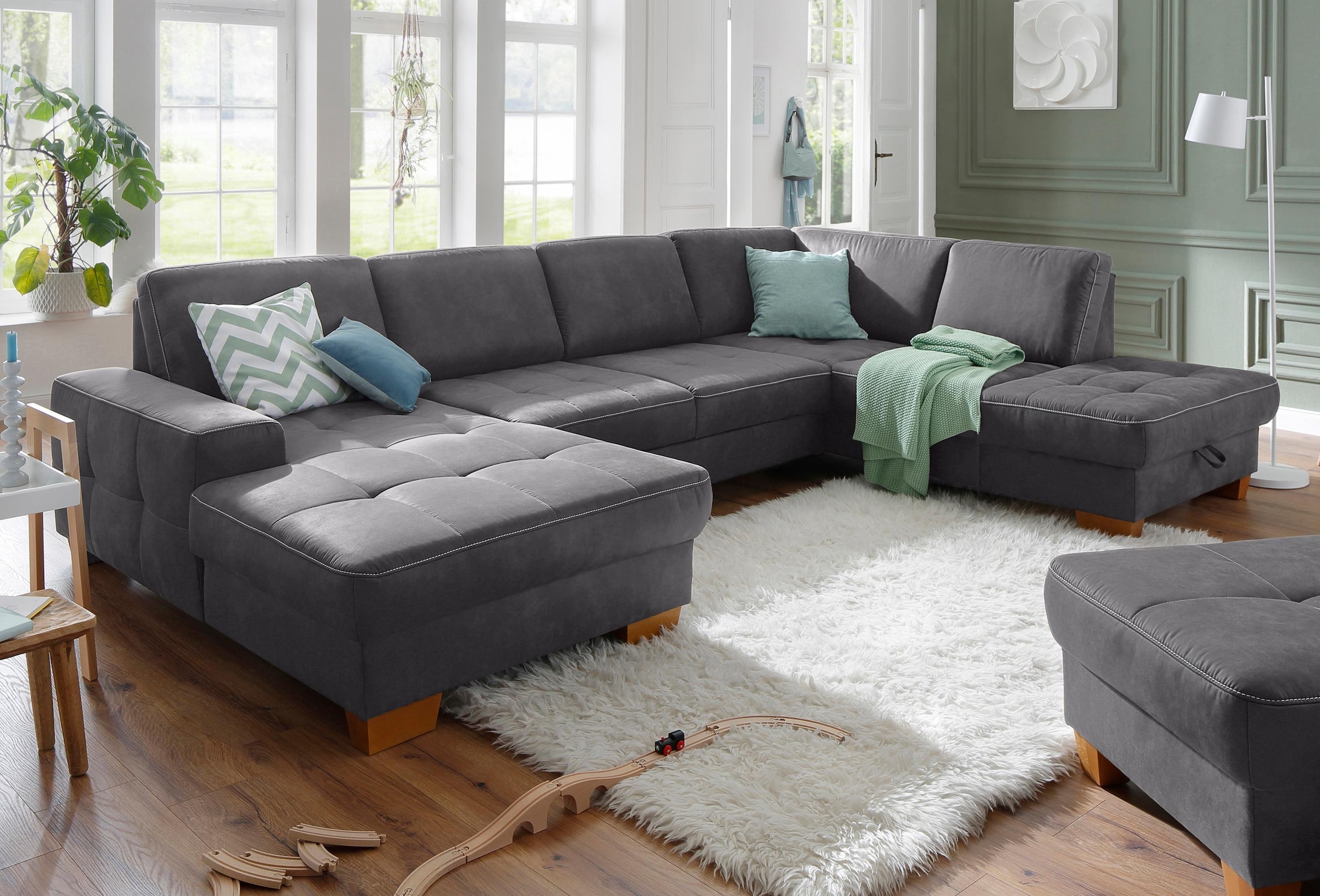 Home affaire Wohnlandschaft »Puccini U-Form«, mit Federkern, Sitztiefenvers günstig online kaufen