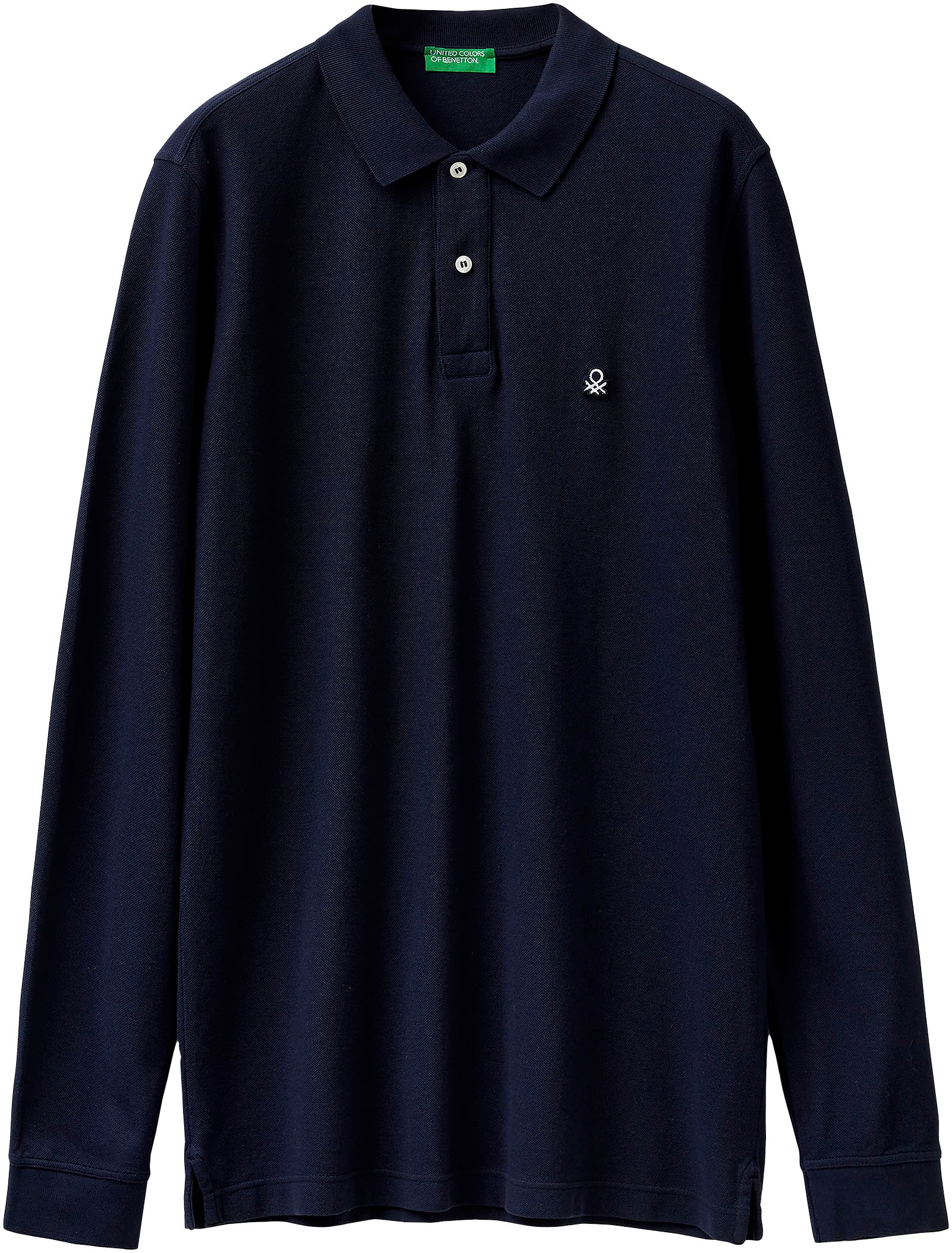 United Colors of Benetton Langarm-Poloshirt mit seitlichen, kleinen Schlitzen