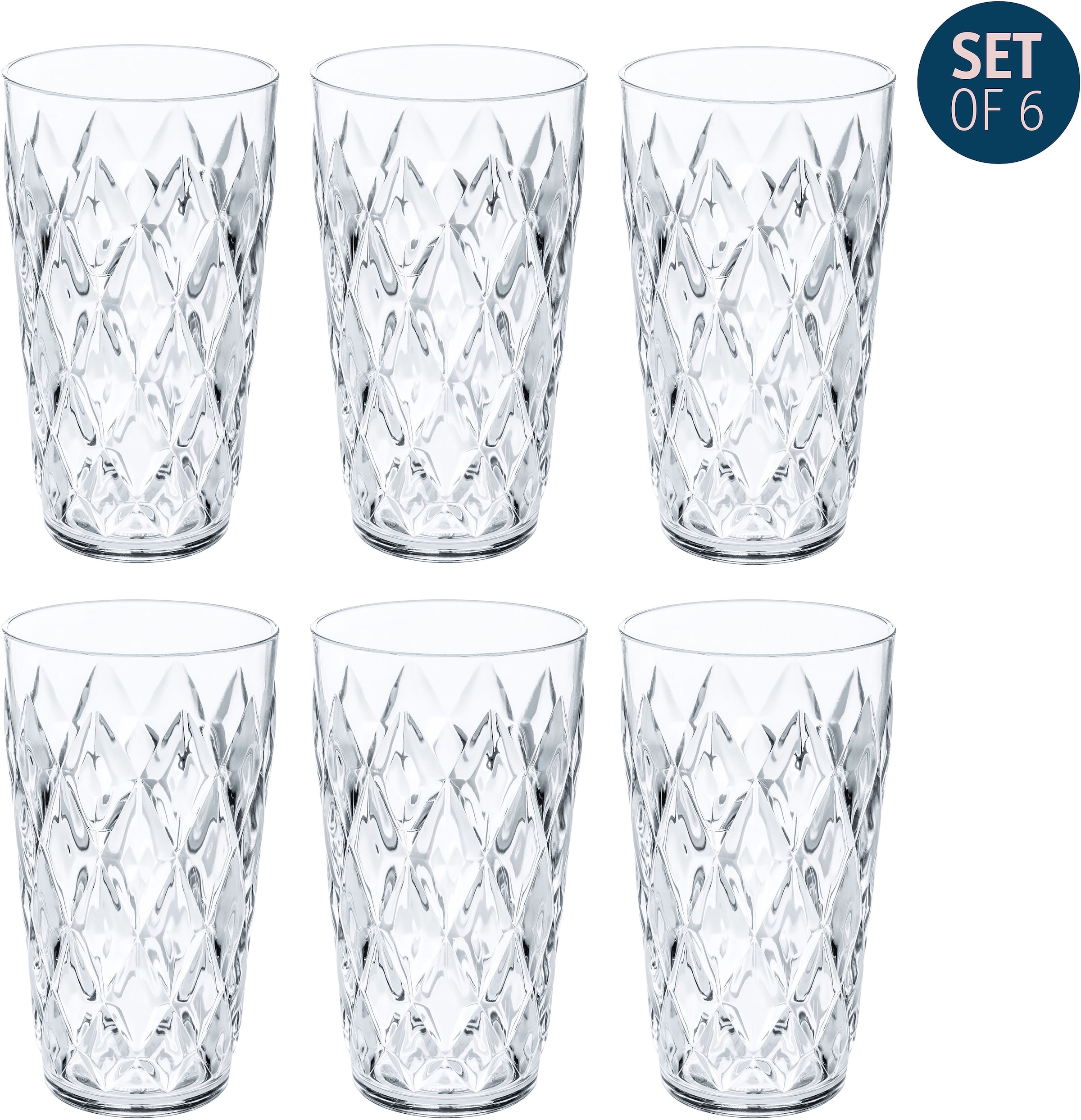 KOZIOL Gläser-Set »CHEERS No. 1 PARTY«, (Set, 6 tlg.), recycelbar, made in Germany, CO2 neutrale Produktion, 450 ml, 4-teilig