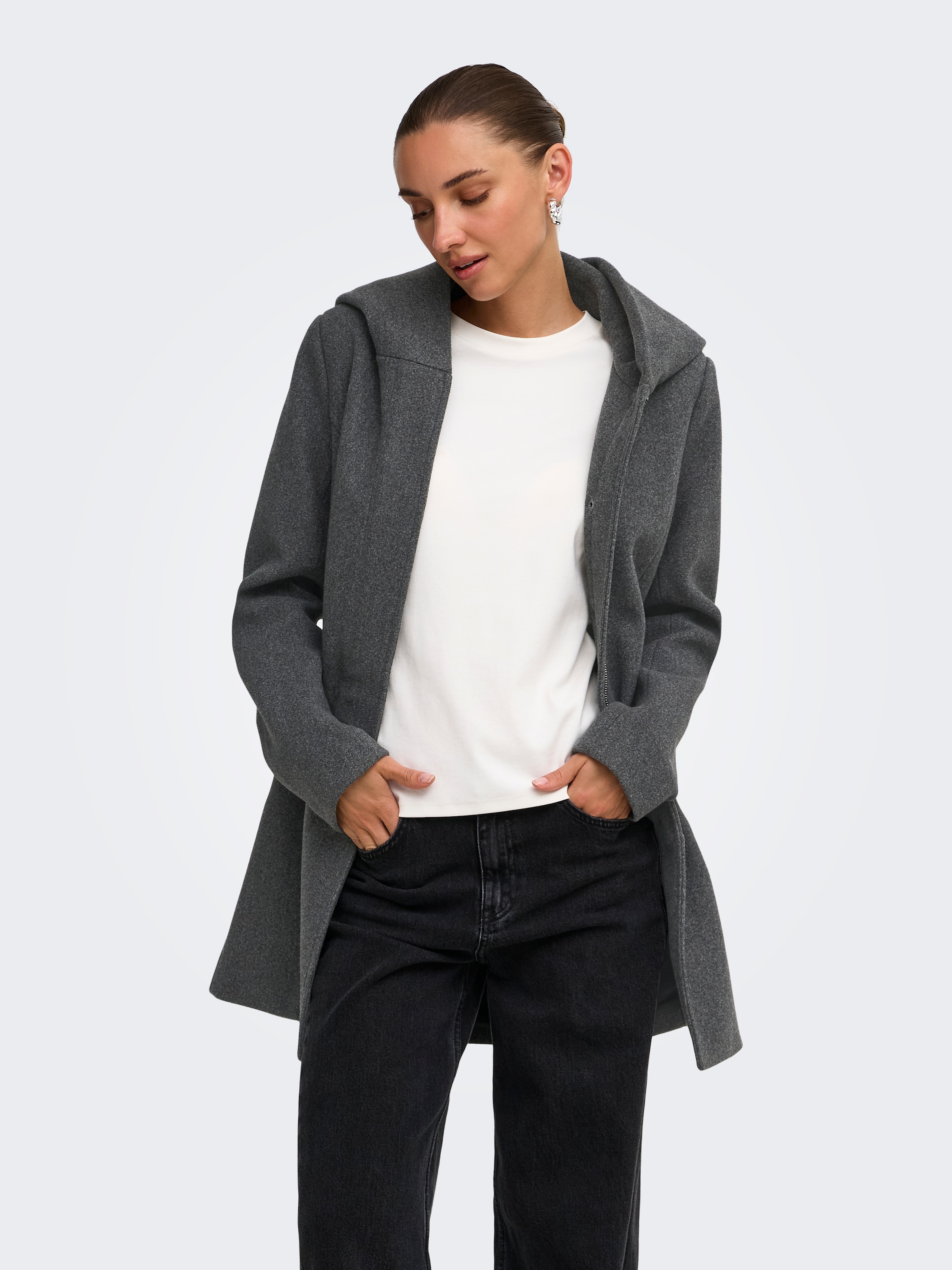 ONLY Langjacke »ONLBLAKE HOOD COAT CC OTW« mit Kapuze Kunstfaser, Eingrifftaschen