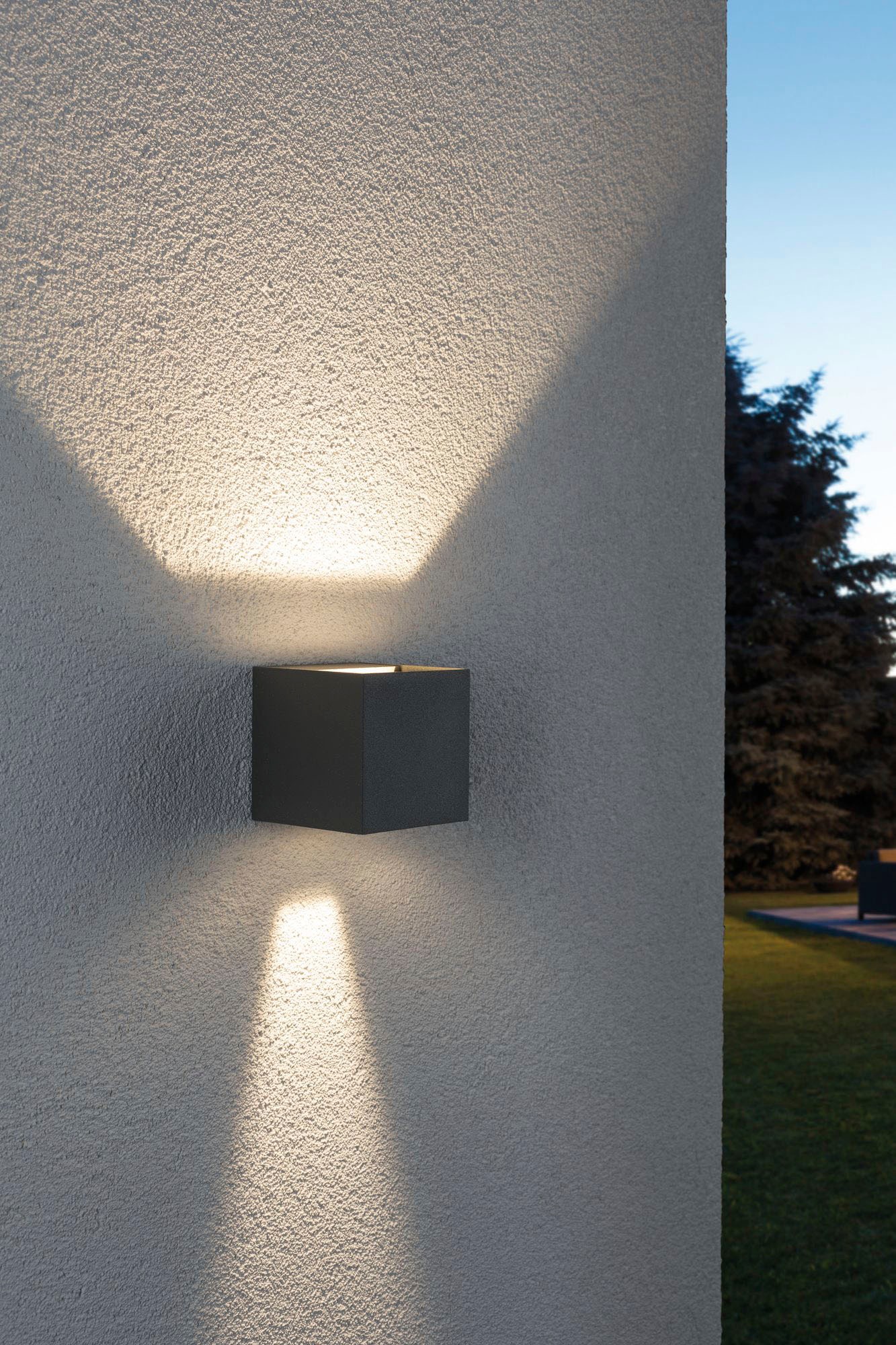 Paulmann LED Außen-Wandleuchte »Outdoor 230V Cybo LED 2x3,5W 230V IP65 eckig 80x80mm Grau Aluminium«, 2 flammig, Outdoor 230V Cybo LED 2x3,5W 230V IP65 eckig 80x80mm Aluminium