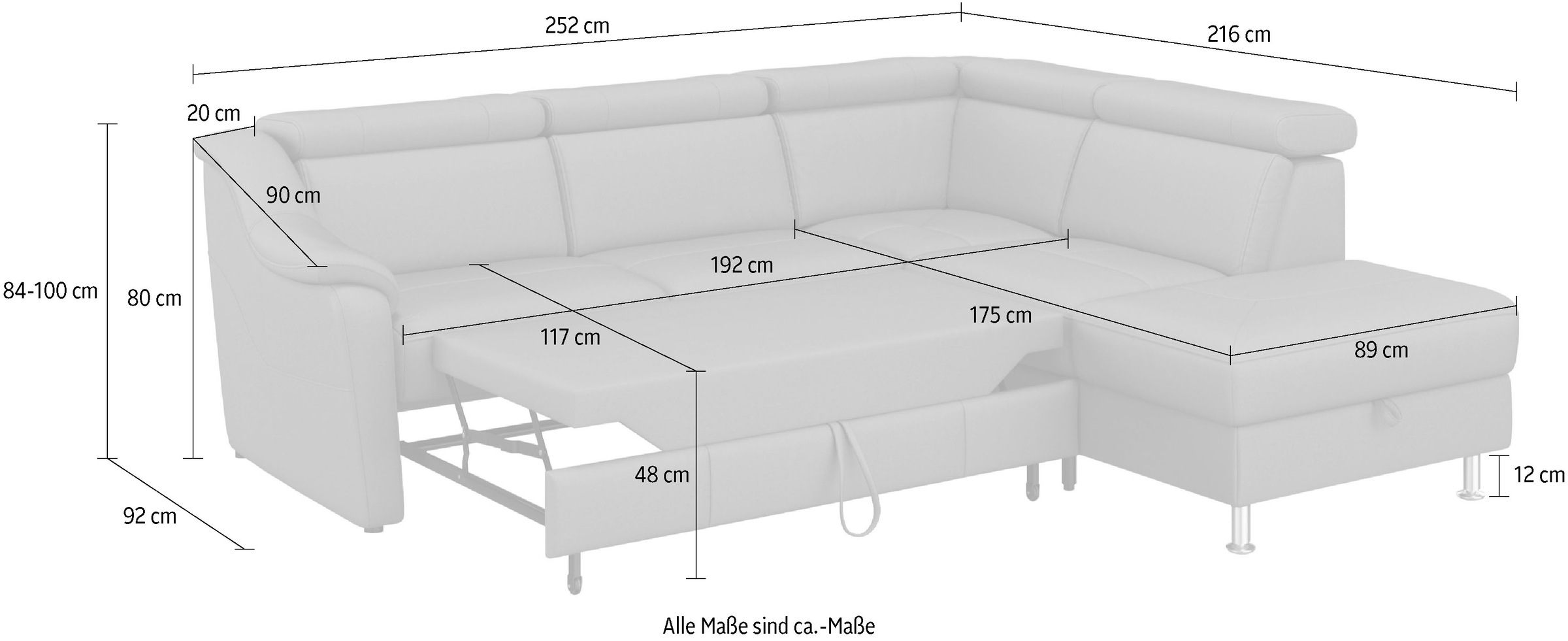 sit&more Ecksofa »Freetown L-Form«, inklusive Kopfteilverstellung und komfortablem Federkern