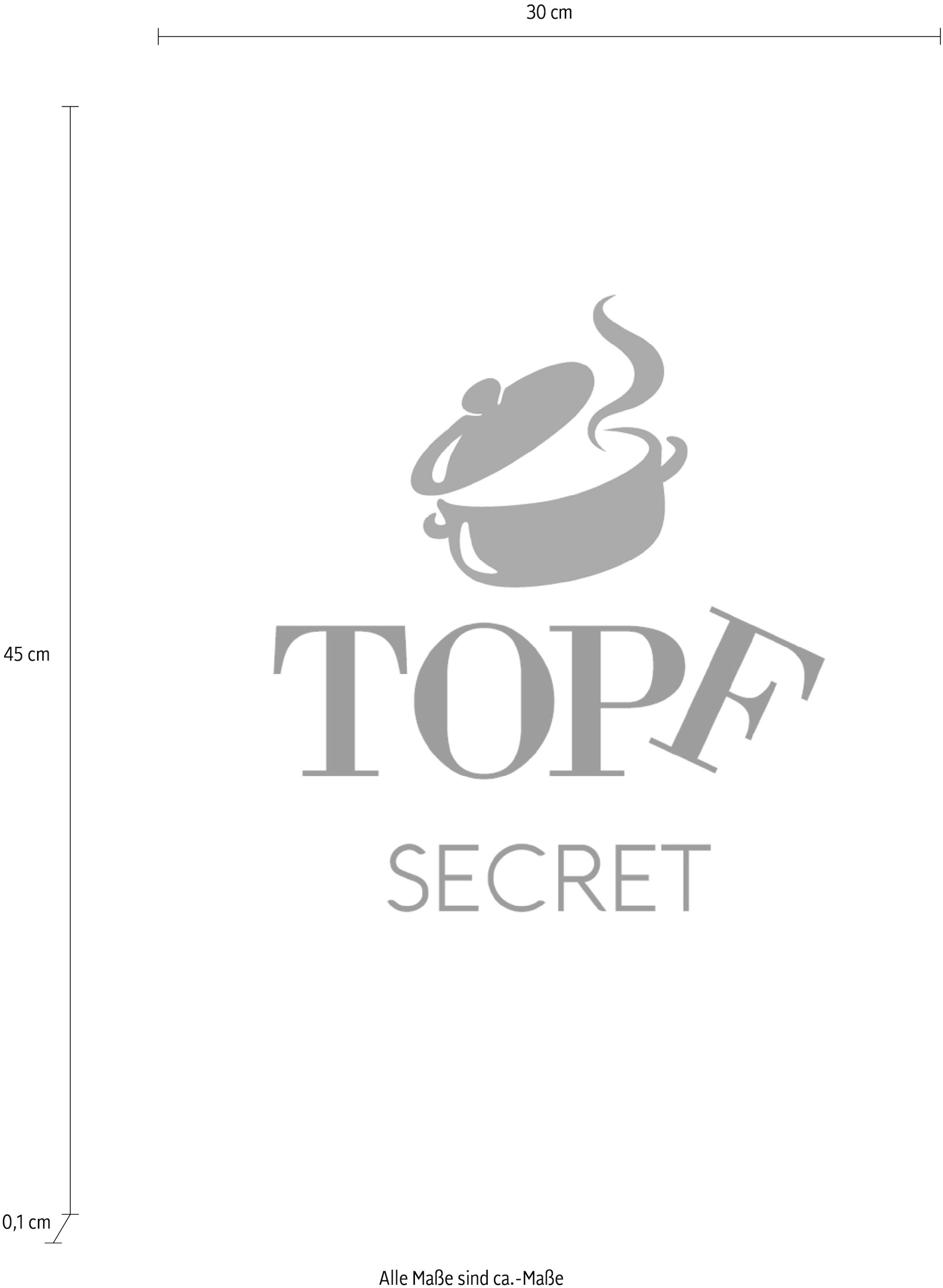 queence Wanddekoobjekt »TOPF SECRET«, Stahlschild, Blechschild, Spruch, Witzig, Wanddeko, retro, 20x30cm