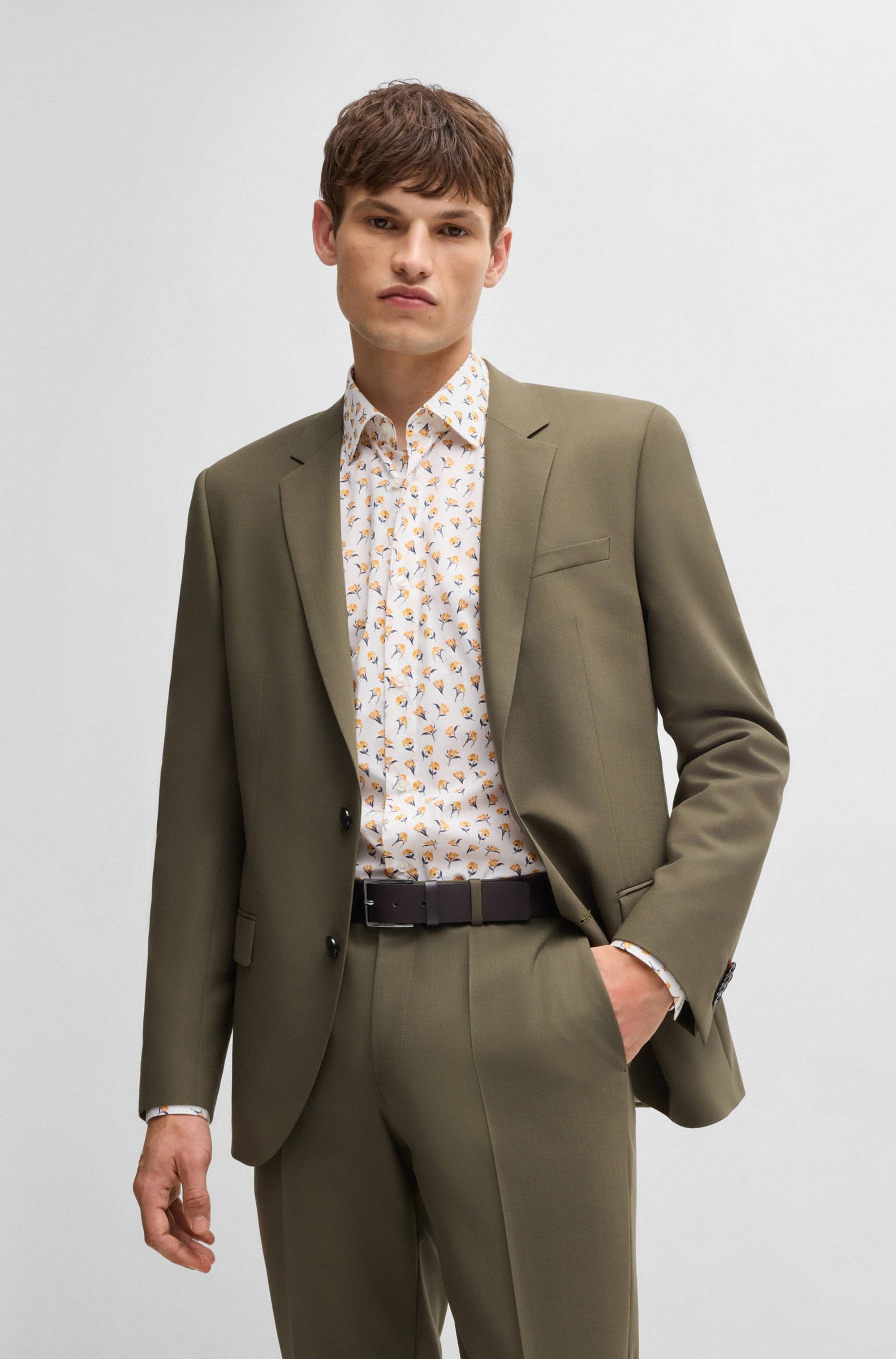 HUGO Ledergürtel »Geek_Sz35« mit kontrastfarbenen Nähten und dezenter Metallschliesse