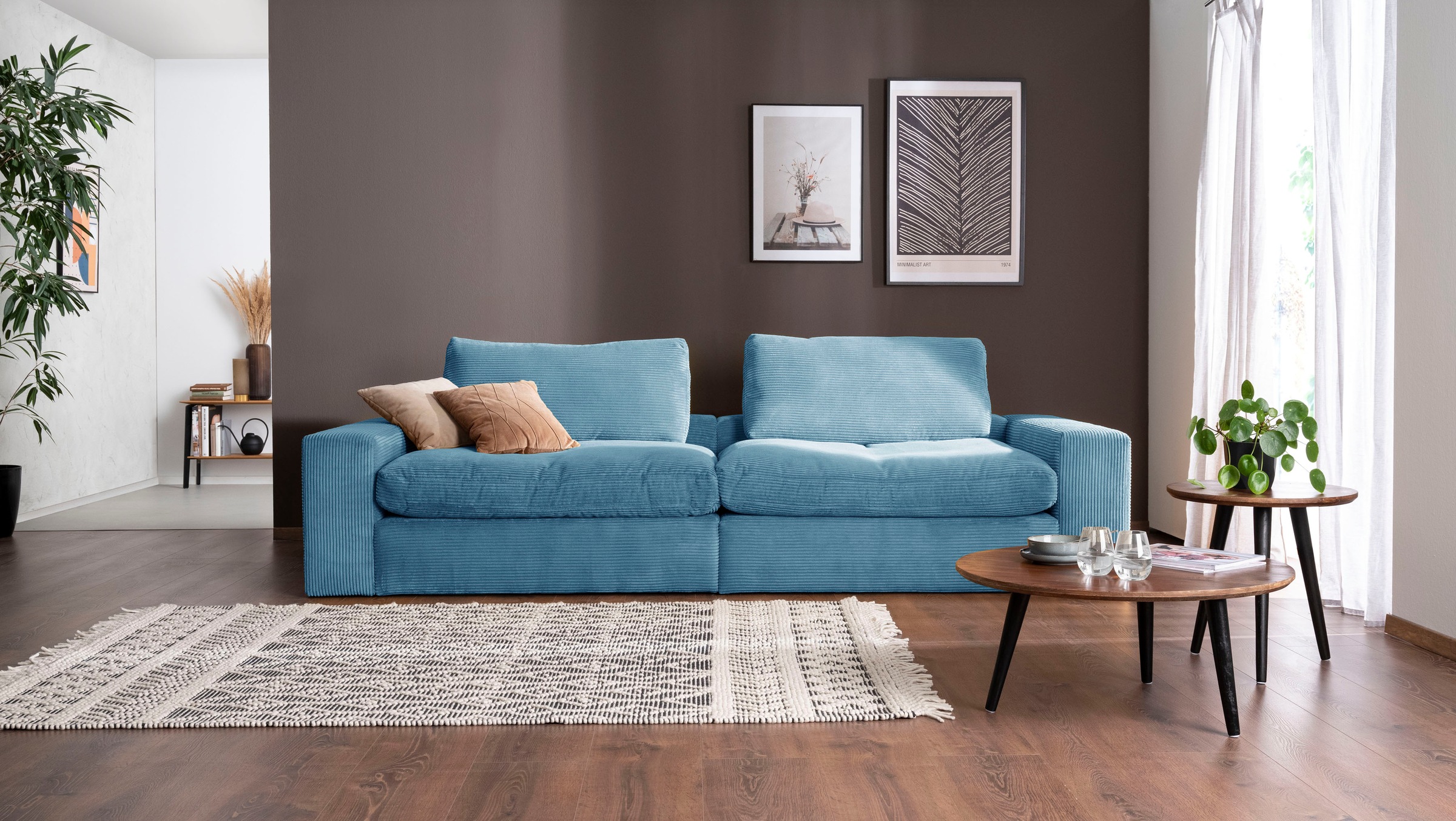 alina Big-Sofa »Sandy«, 296 cm breit und 123 cm tief, in modernem Cordstoff günstig online kaufen