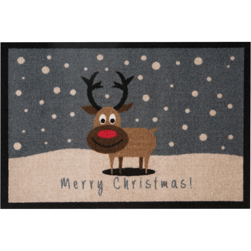 HANSE Home Fußmatte »Christmas Reindeer«, rechteckig, In- & Outdoor, Rutschfest, Weihnachten, Waschbar, Wetterfest, Flur