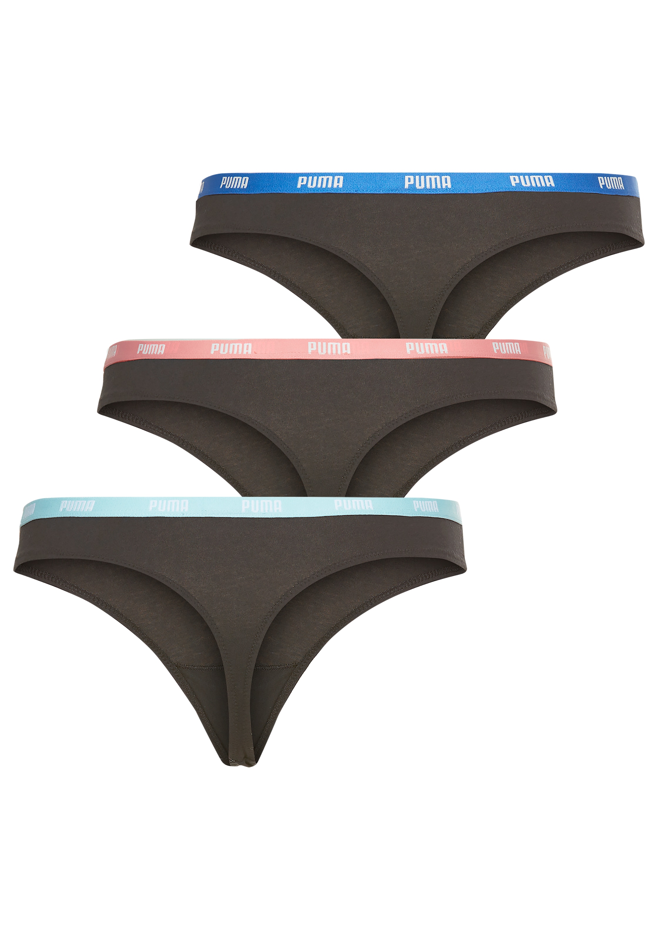 PUMA Stringtanga, (3er-Pack), mit farbigem Logobund