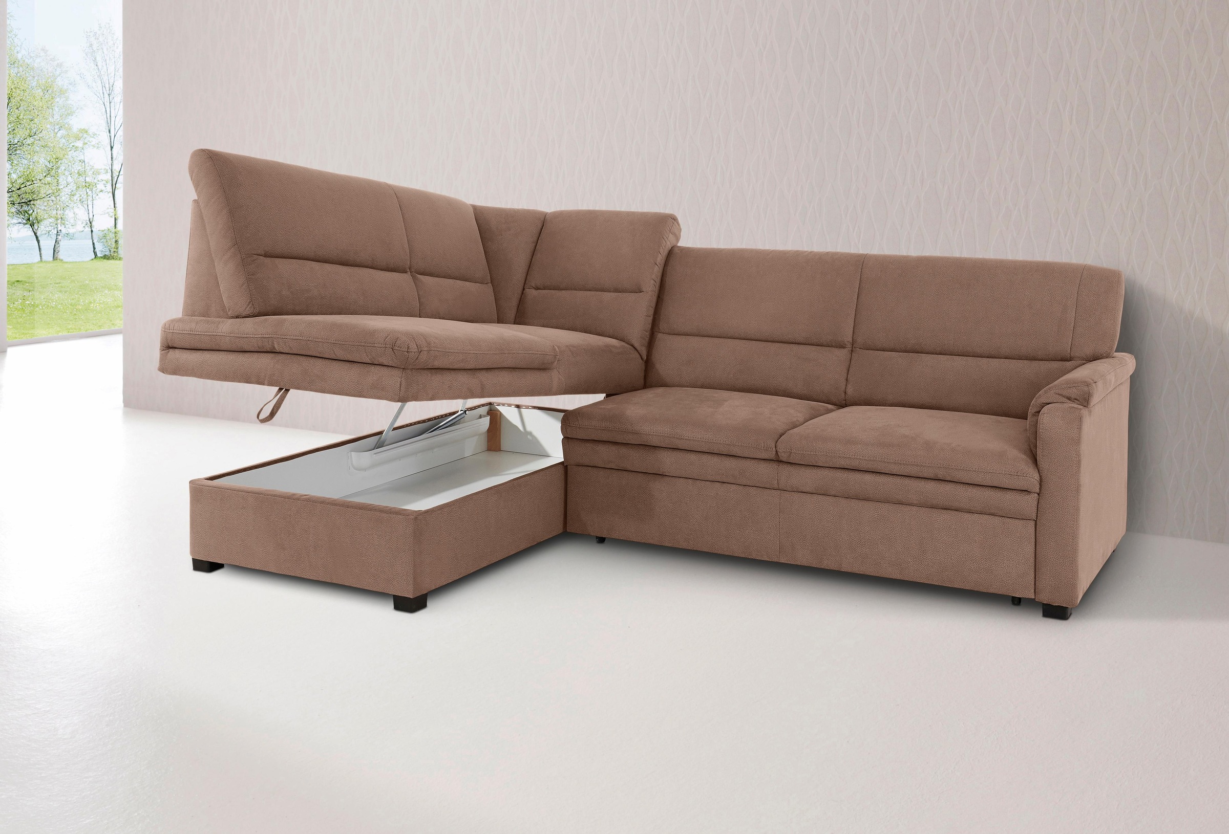 sit&more Ecksofa »Pisa L-Form« mit Federkern, wahlweise mit Bettfunktion günstig online kaufen