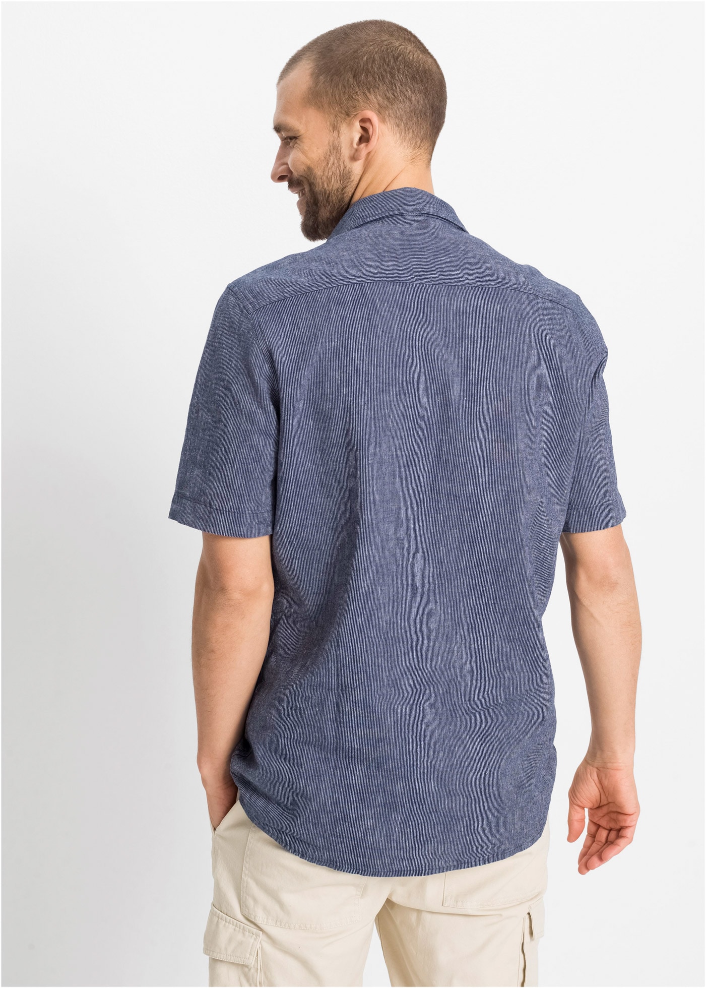 bonprix Kurzarmhemd Regular Fit, aus Leinen-Baumwoll-Mix, mit Kentkragen