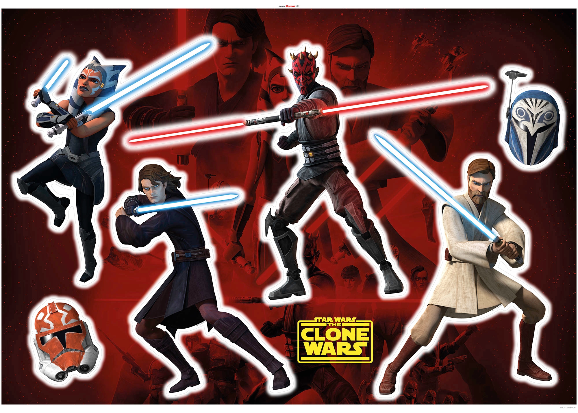 Komar Wandtattoo »Clone Wars Showdown - Größe 100 x 70 cm«, (6 St.), selbstklebend, Wandsticker, Kinderzimmer