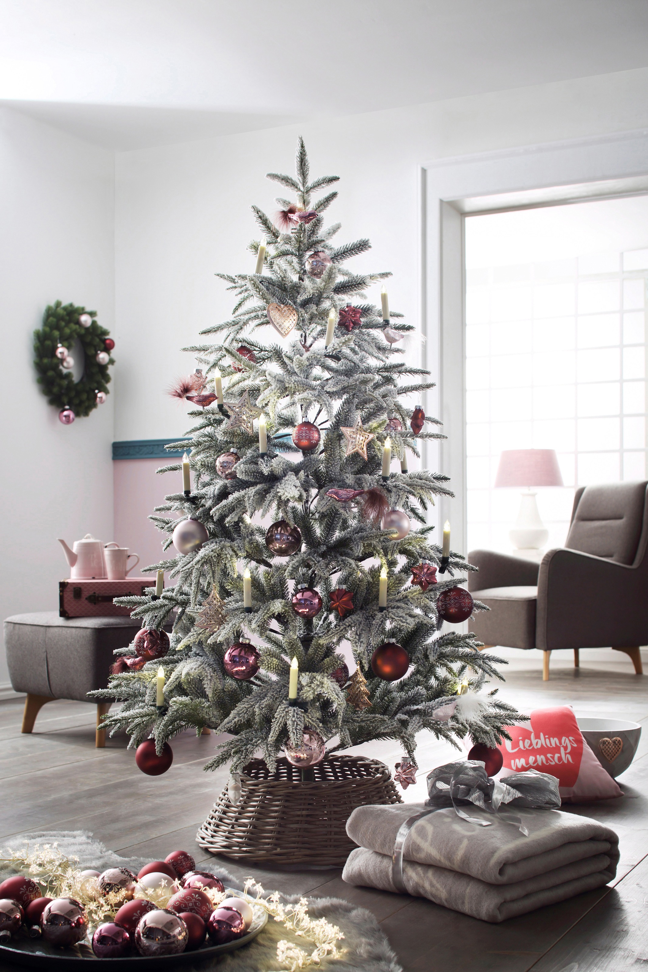 my home Künstlicher Weihnachtsbaum künstlicher mit Tannenbaum«, »Weihnachtsdeko Schnee, Metallständer bestellen Christbaum, aussen, online Edeltanne, inkl