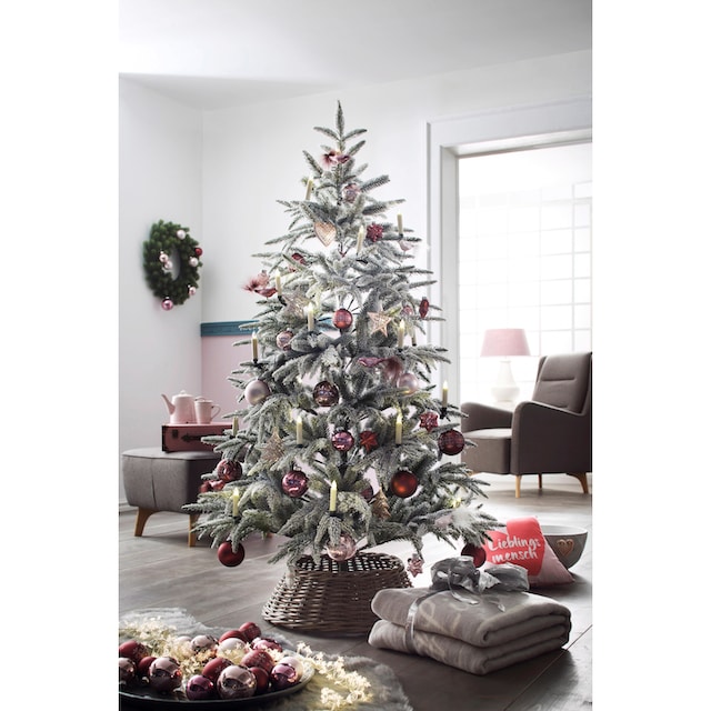 my home Künstlicher Weihnachtsbaum »Weihnachtsdeko aussen, künstlicher  Christbaum, Tannenbaum«, Edeltanne, mit Schnee, inkl. Metallständer online  bestellen