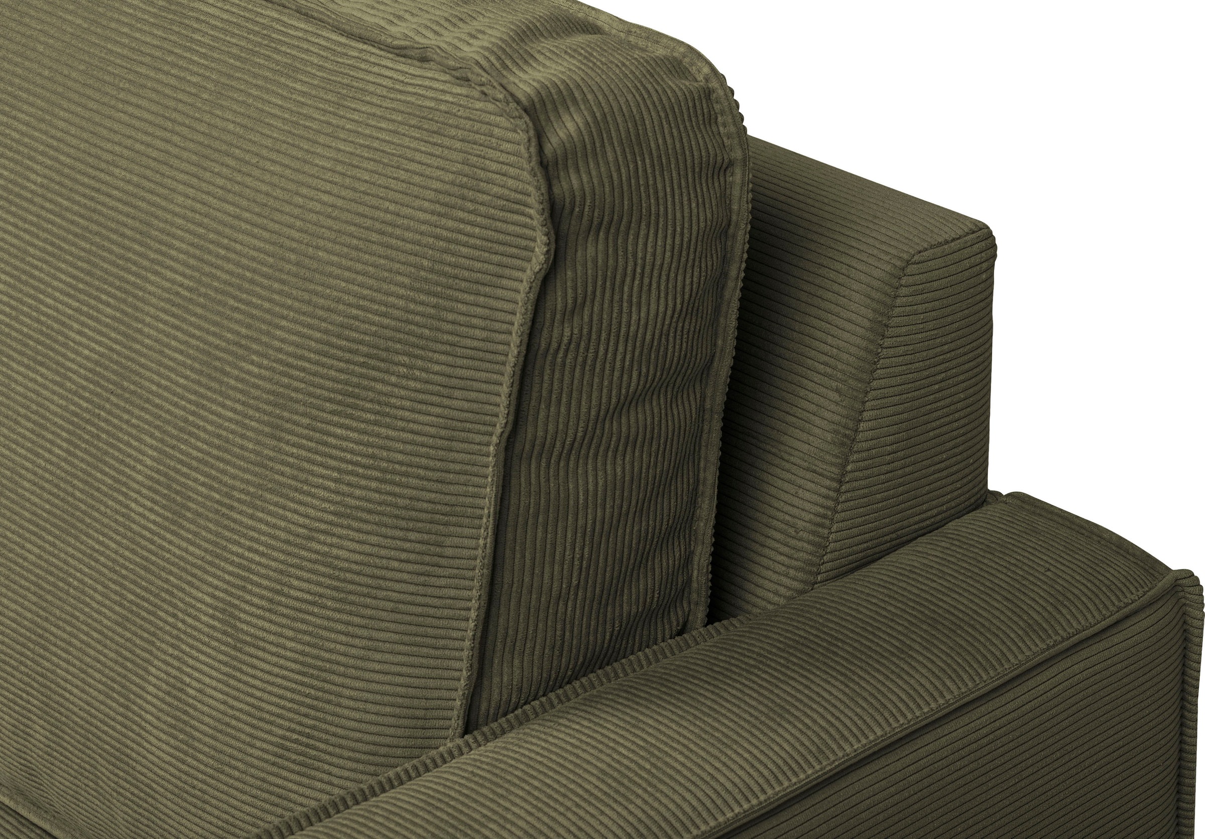 Places of Style Ecksofa »Pinto, 290 cm, Cord, Chenille, Lederoptik, Ottomane links / rechts«, mit Keder, schwarze Metallfüße, Wellenunterfederung