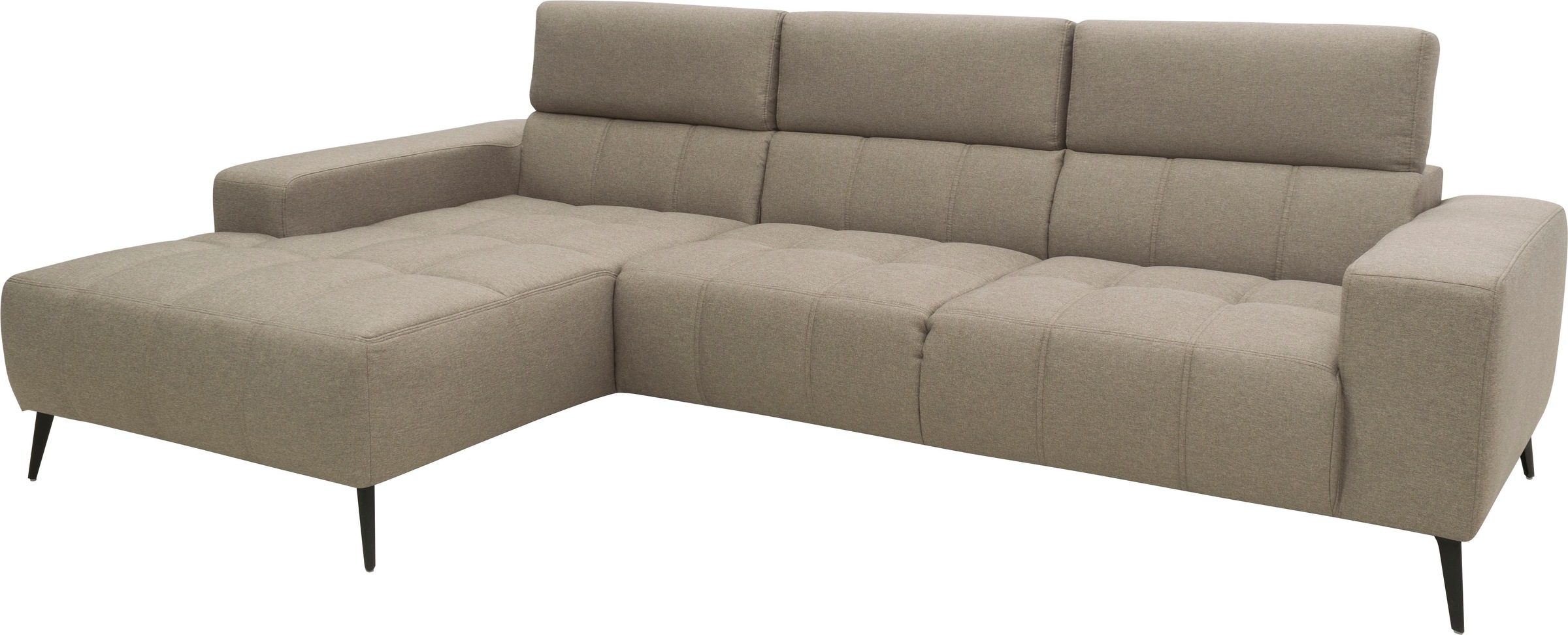 DOMO collection Ecksofa »Trento L-Form, mit Kufenfuß oder Einzelfuß«, wahlweise mit Kopfteilverstellung, Recamiere links/rechts bestellbar
