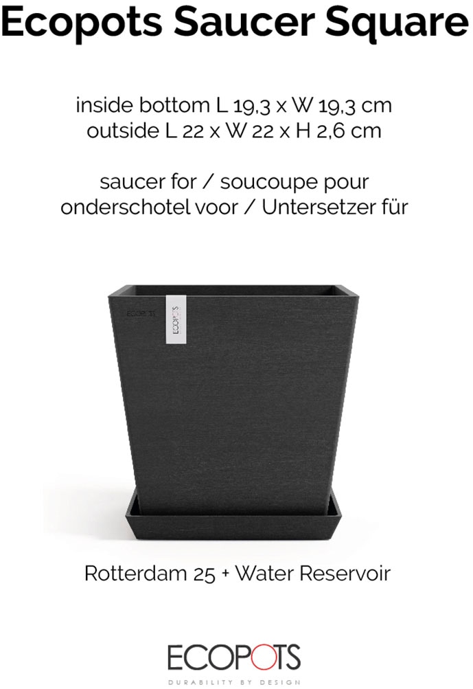 ECOPOTS Topfuntersetzer »Quadratisch 25 Dunkelgrau« für innen und außen: frostsicher, bruchsicher und lichtbeständig