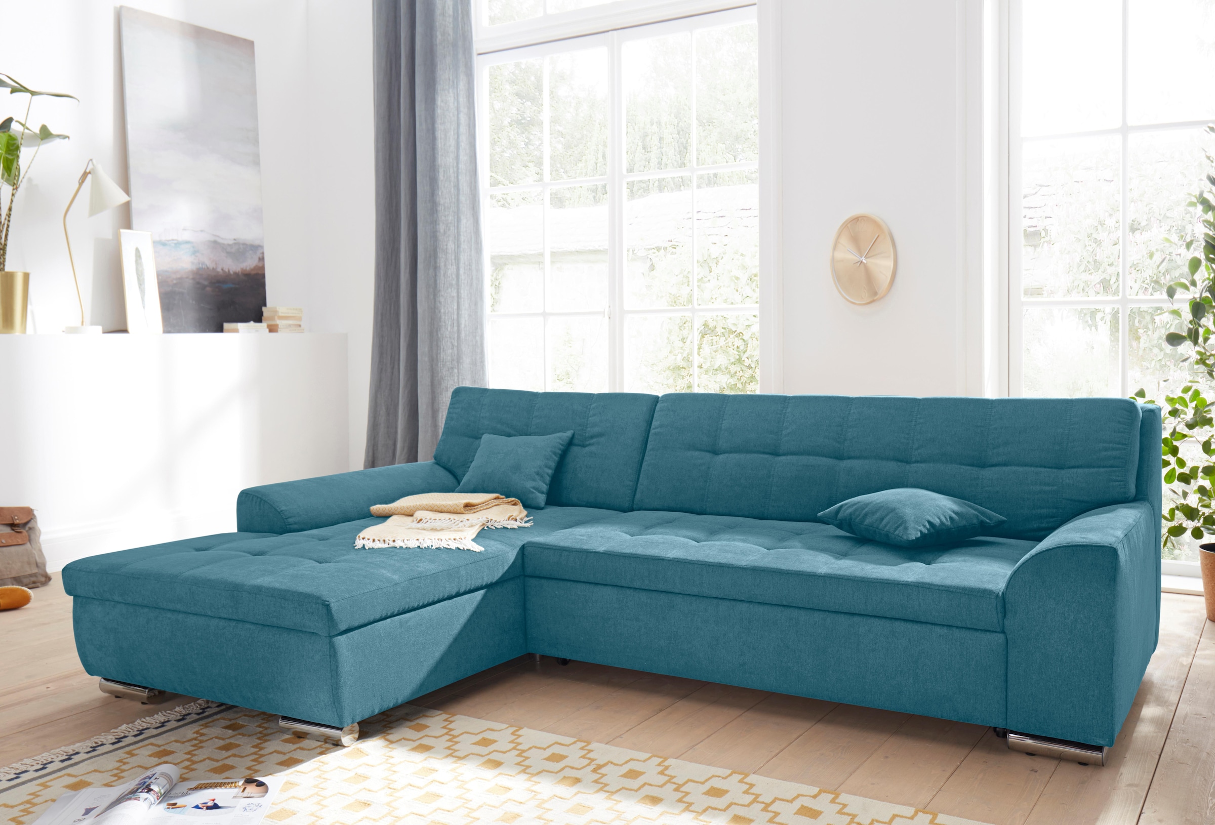 DOMO collection Ecksofa »Aversa, moderne Steppung im Sitz und Rücken, gesch günstig online kaufen