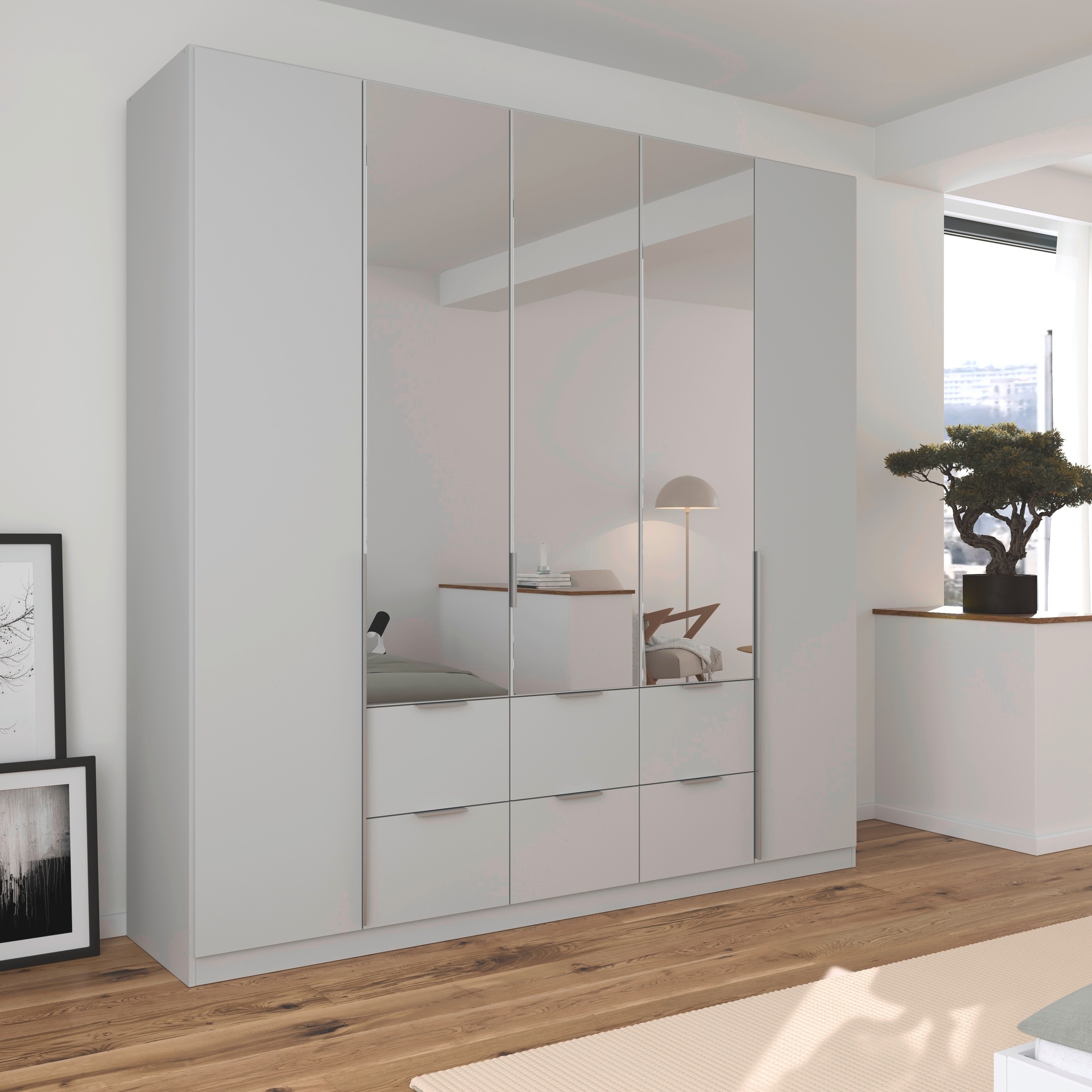 rauch Drehtürenschrank »Kleiderschrank Schrank Garderobe AGORDO mit Dekor- oder Hochglanzfront«, (in zwei Griff-Farben mit Dekor- oder Hochglanzfront), mit Außenschubkästen, in 6 Breiten und 2 Höhen MADE IN GERMANY