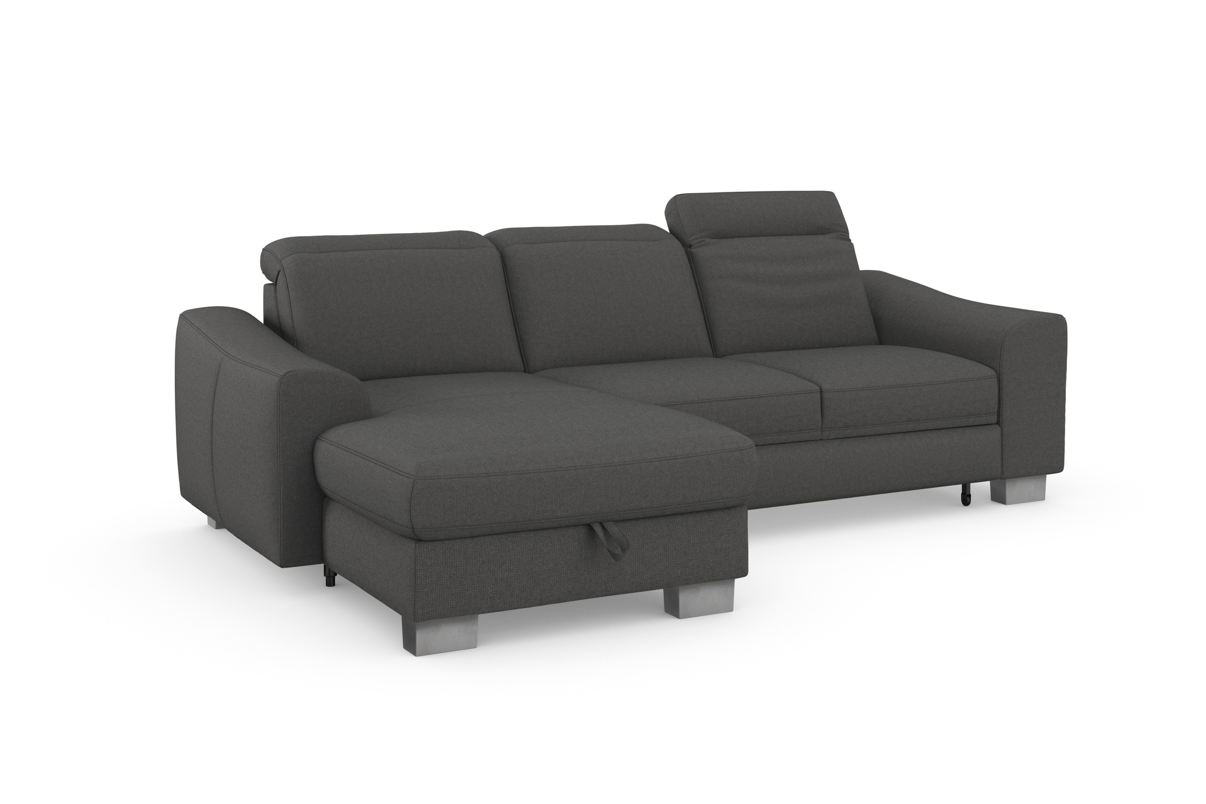 sit&more Ecksofa »Dundee L-Form«, mit Federkern und Edelstahlfüßen, wahlweise mit Kopfteilverstellung