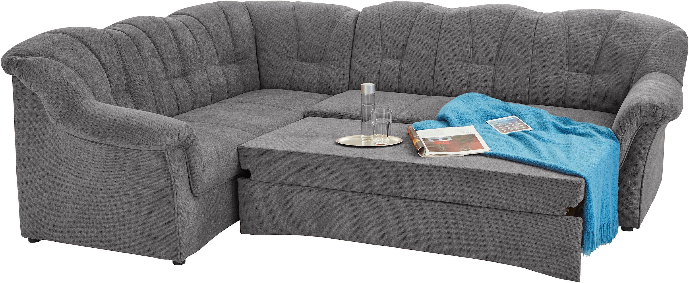 DOMO collection Ecksofa »Papenburg B/T/H: 242/190/84 cm L-Form«, wahlweise mit Bettfunktion, Langer Schenkel links oder rechts