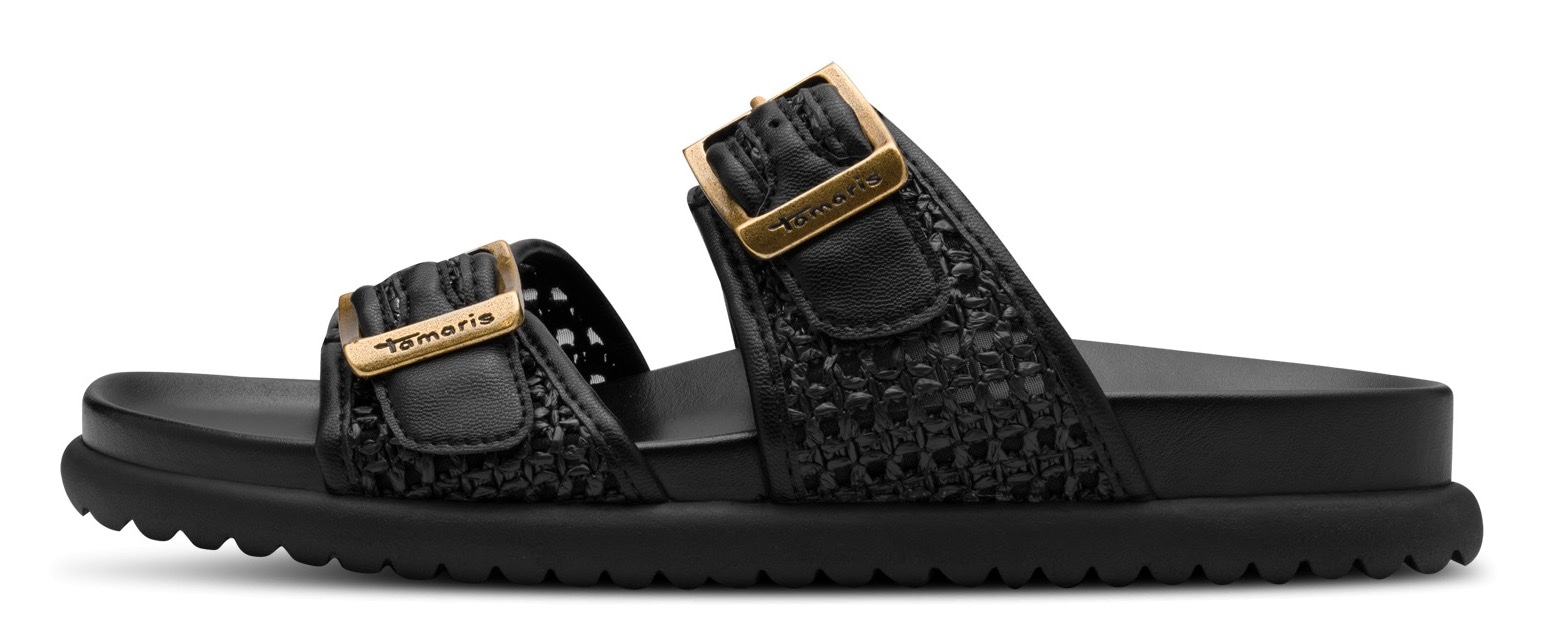 Tamaris Pantolette, Plateau, Sommerschuh, Schlupfschuh mit verstellbaren Schnallen