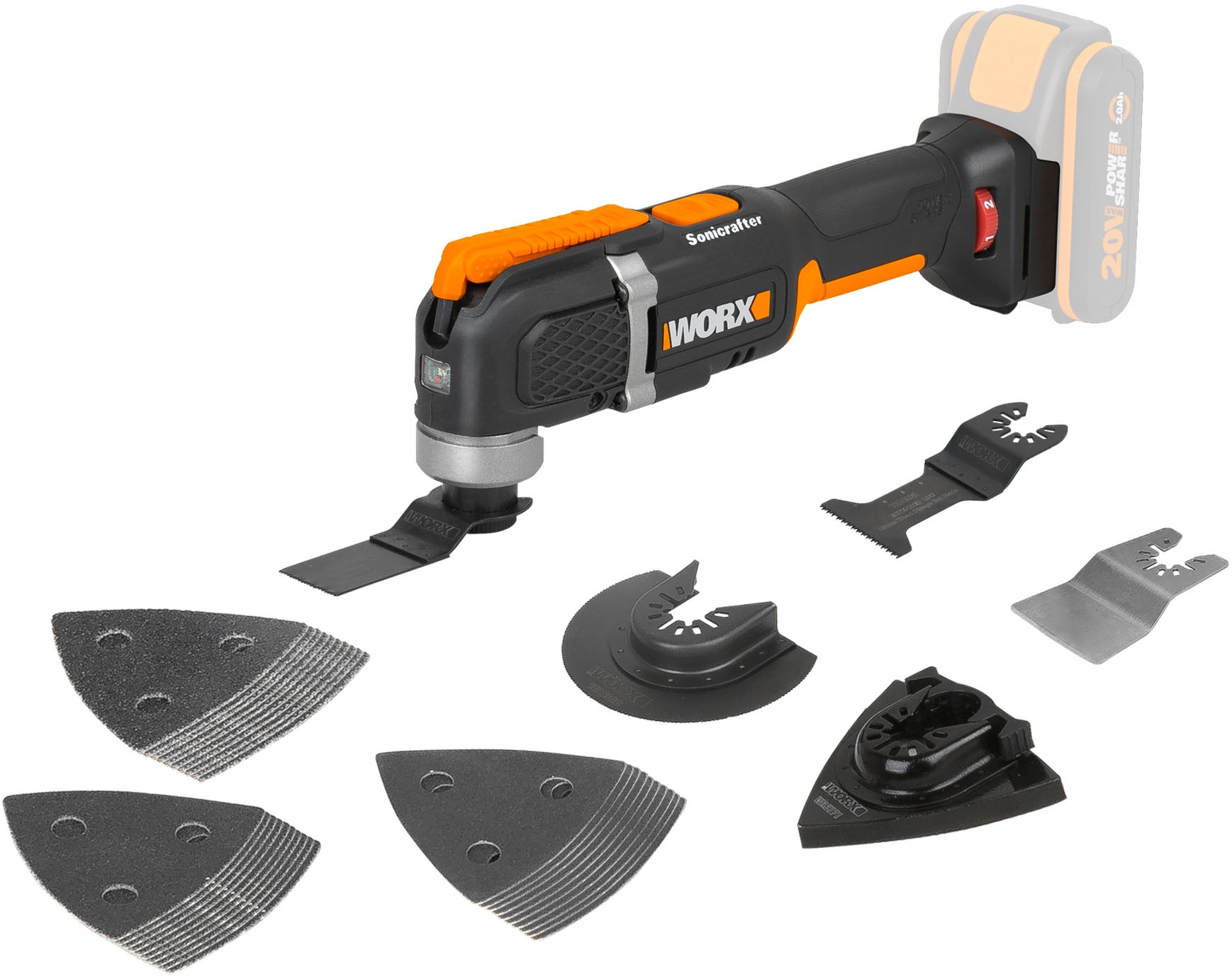 Worx Akku-Multifunktionswerkzeug »WX696.9«, zum Schneiden, Sägen, Schleifen uvm, ohne Akku & Ladegerät