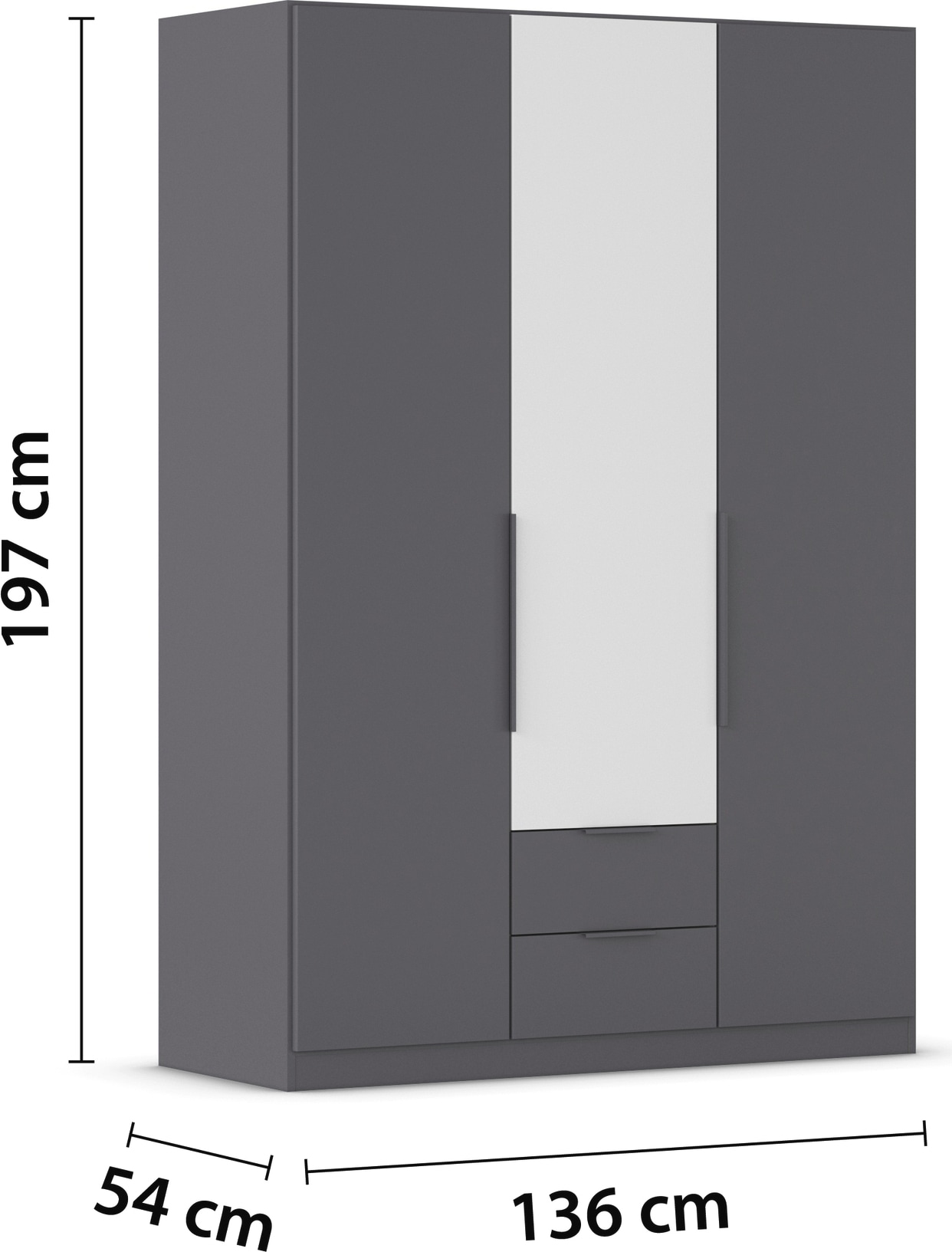 rauch Drehtürenschrank »Kleiderschrank Schrank Garderobe KREFELD optional mit Spiegel«, mit 3 Griff-Varianten, inkl. praktischen Schubladen MADE IN GERMANY