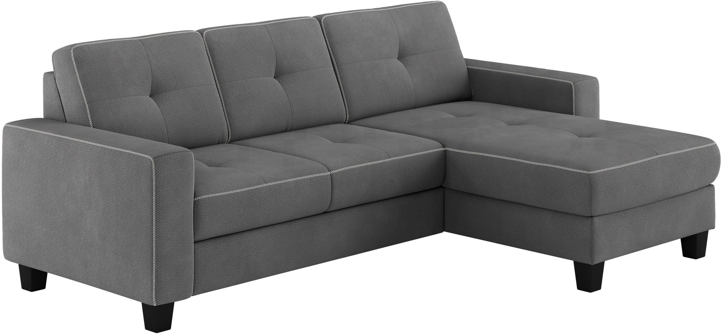 Places of Style Ecksofa »Varese L-Form«, Kreuznaht in beige
