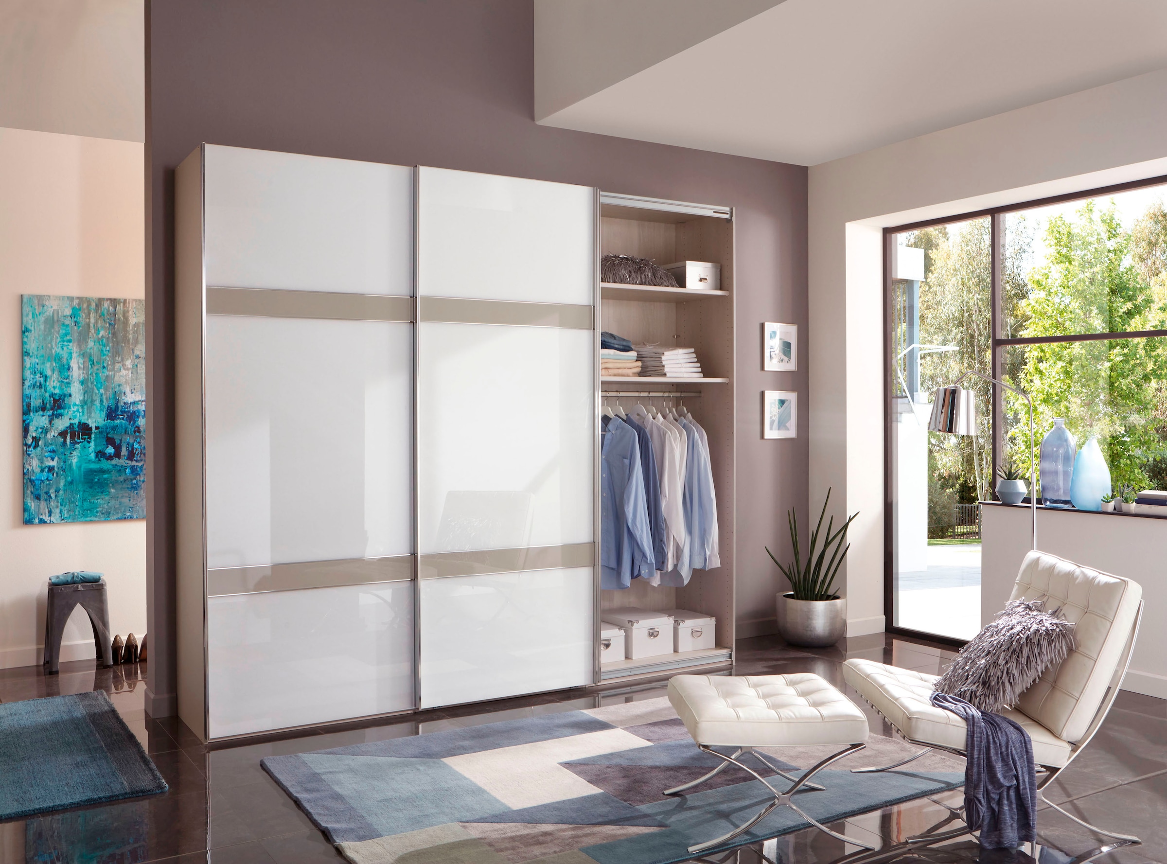 WIEMANN Schwebetürenschrank »Rialto«, hochwertige Glasfront mit Querriegeln