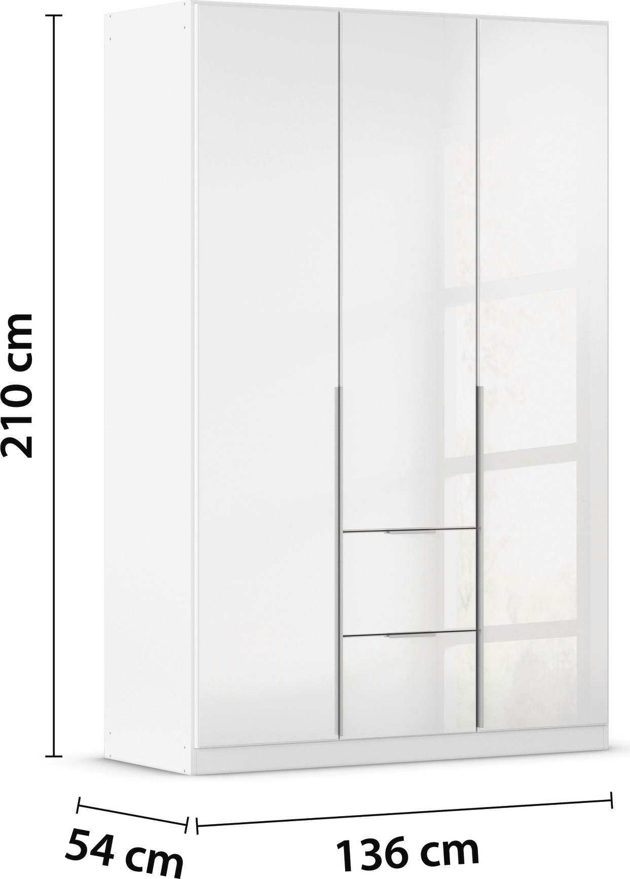 rauch Drehtürenschrank »Kleiderschrank Kleiderschränke Schrank Garderobe AGORDO mit Glasfront«, (in zwei Griff-Farben, Breiten 91-360 cm), mit Außenschubkästen, in 7 Breiten und 2 Höhen MADE IN GERMANY