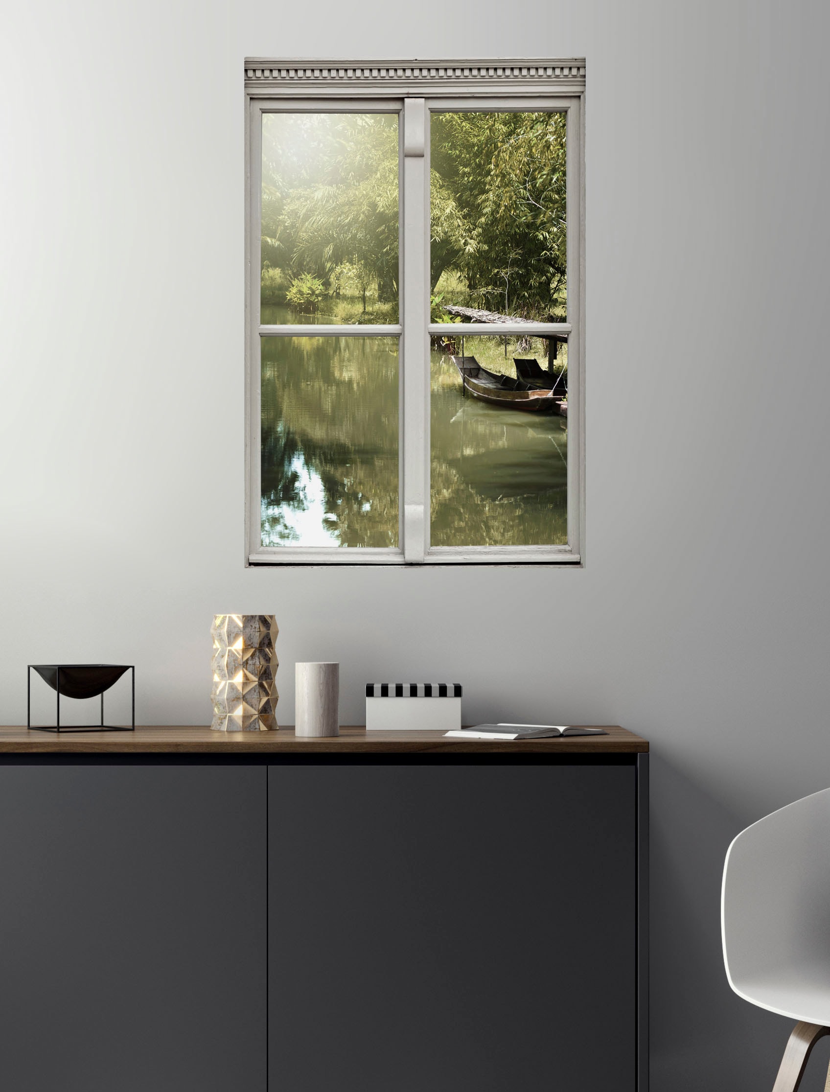 queence Wandsticker »Fluss«, Wandsticker, Wandbild, selbstklebend, 3D, Fenster