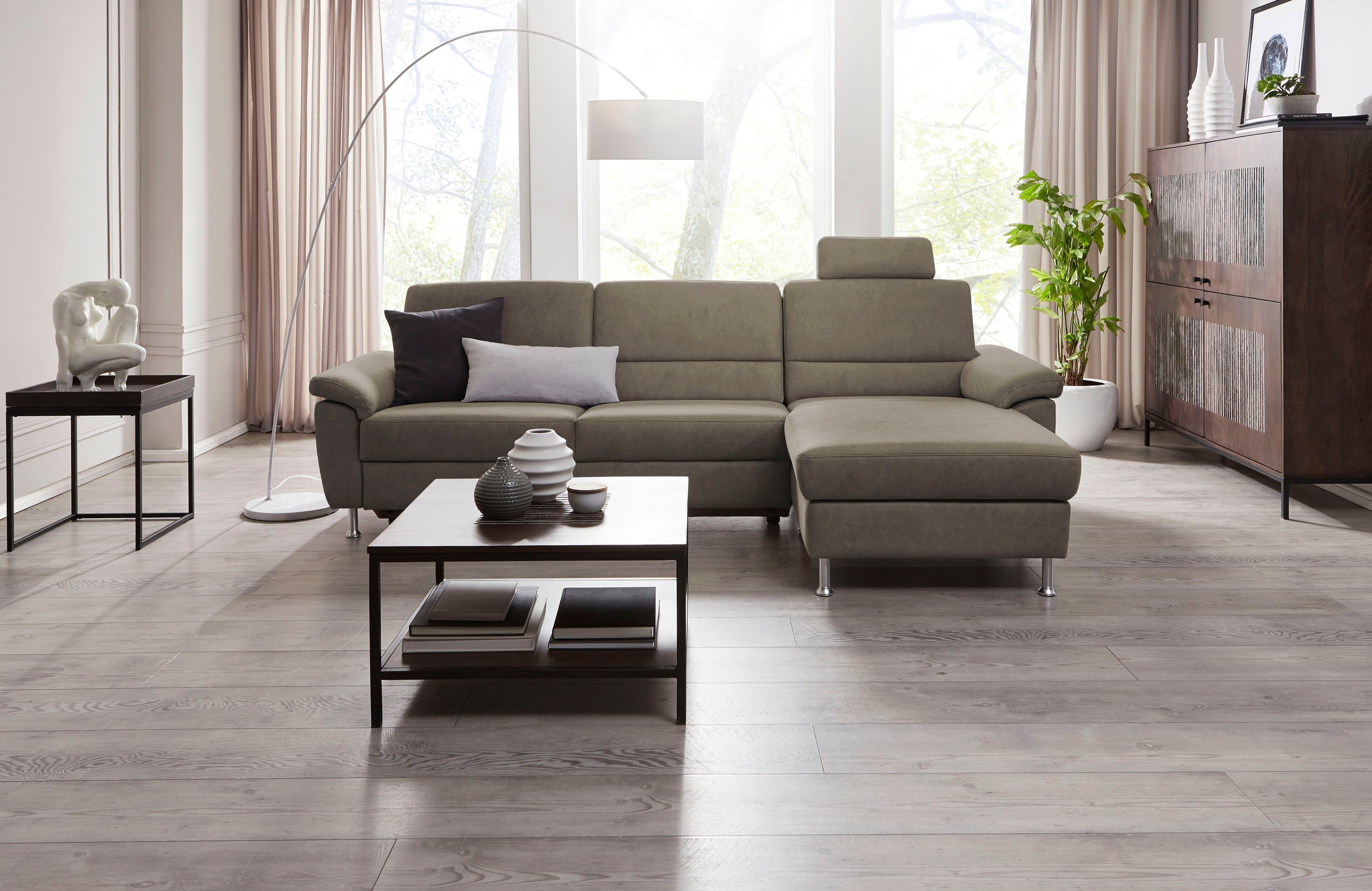 CALIZZA INTERIORS Ecksofa »Onyx L-Form«, Recamiere links oder rechts, wahlweise mit Bettfunktion, Breite 270 cm