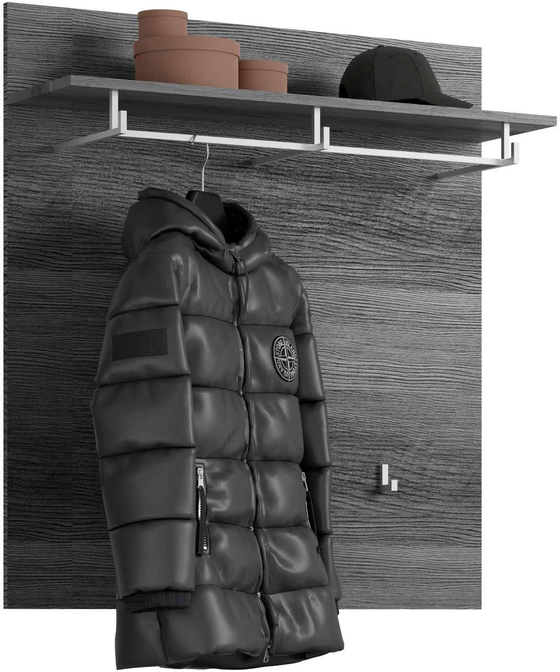 INOSIGN Garderobenpaneel »Siena, Breite 90 cm, 3 Haken, 1 Kleiderstange, 1 Ablageboden«, Wandpaneel, Paneel, Wandhaken, Wandboard