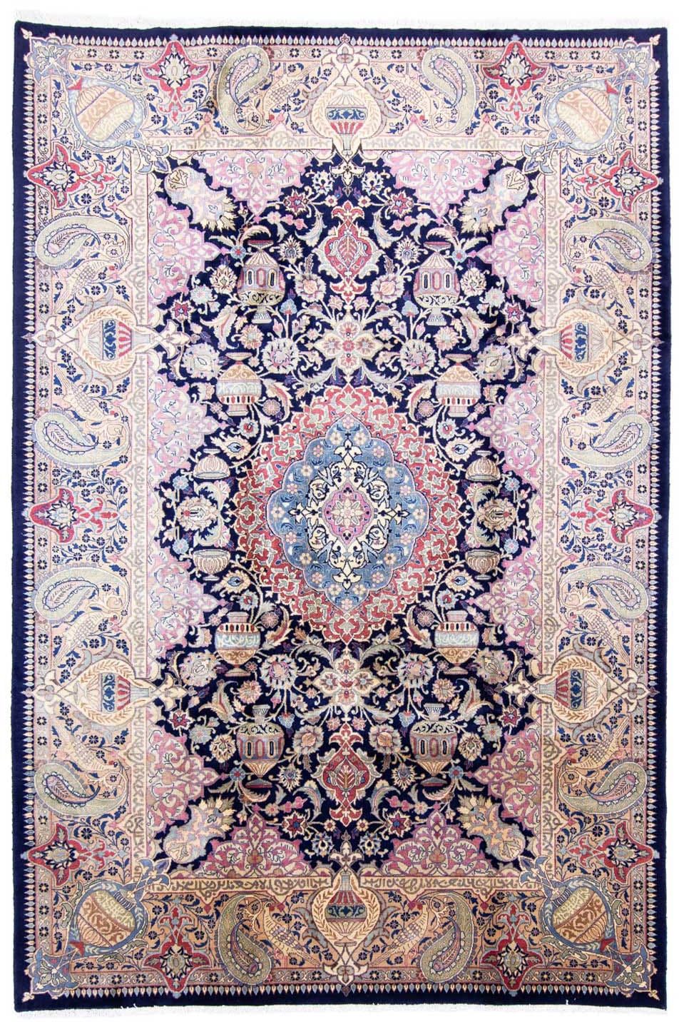 morgenland Wollteppich »Kaschmar Medaillon Blu scuro 294 x 200 cm«, rechtec günstig online kaufen