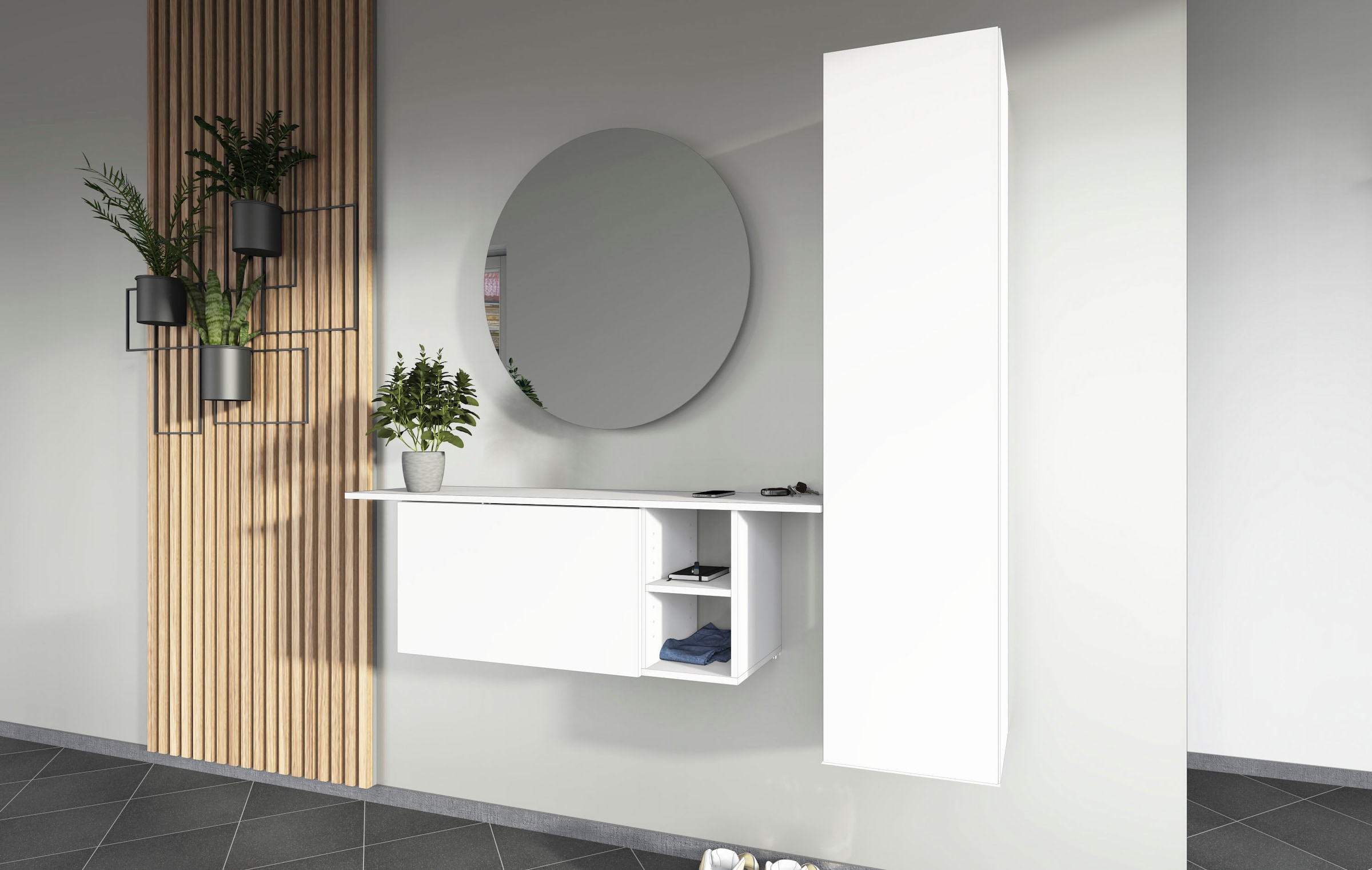 borchardt Möbel Garderoben-Set »Toledo, moderne Garderobe mit Spiegel, Schminktisch mit Regalfächern« Komplett-Set, 